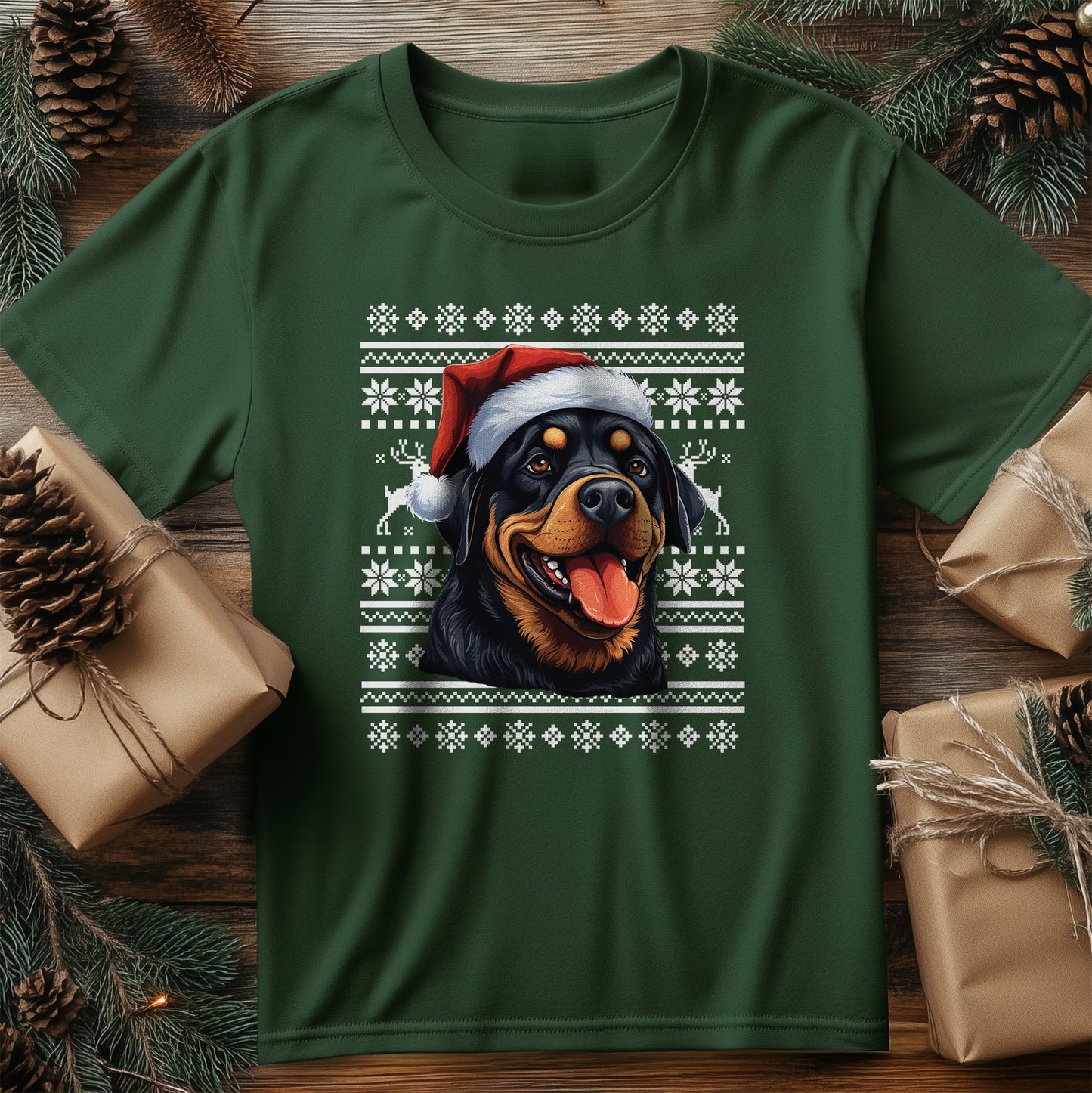 Rottweiler in Santa Hat T-shirt -