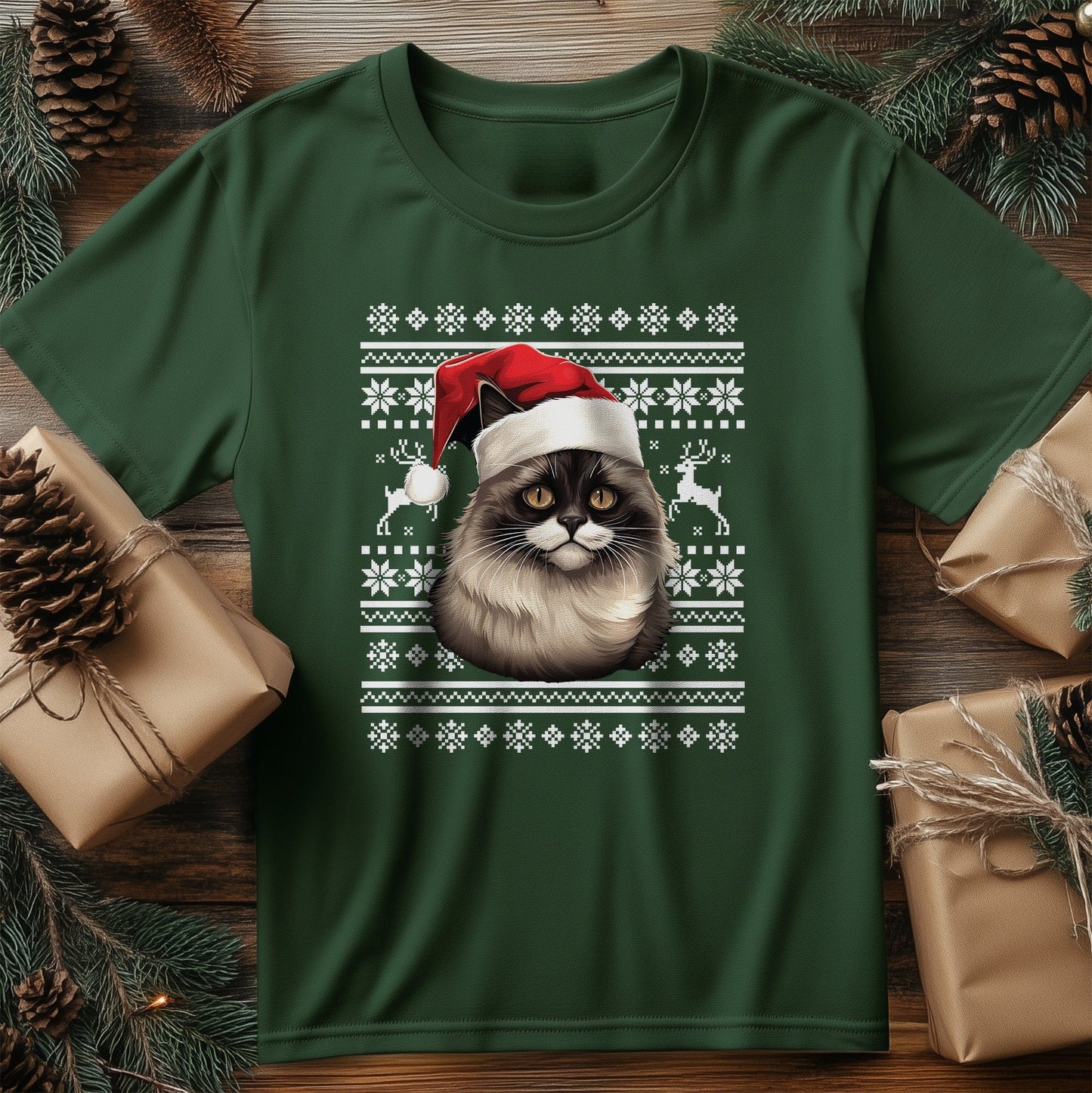 Birman Cat Santa Hat T-Shirt -
