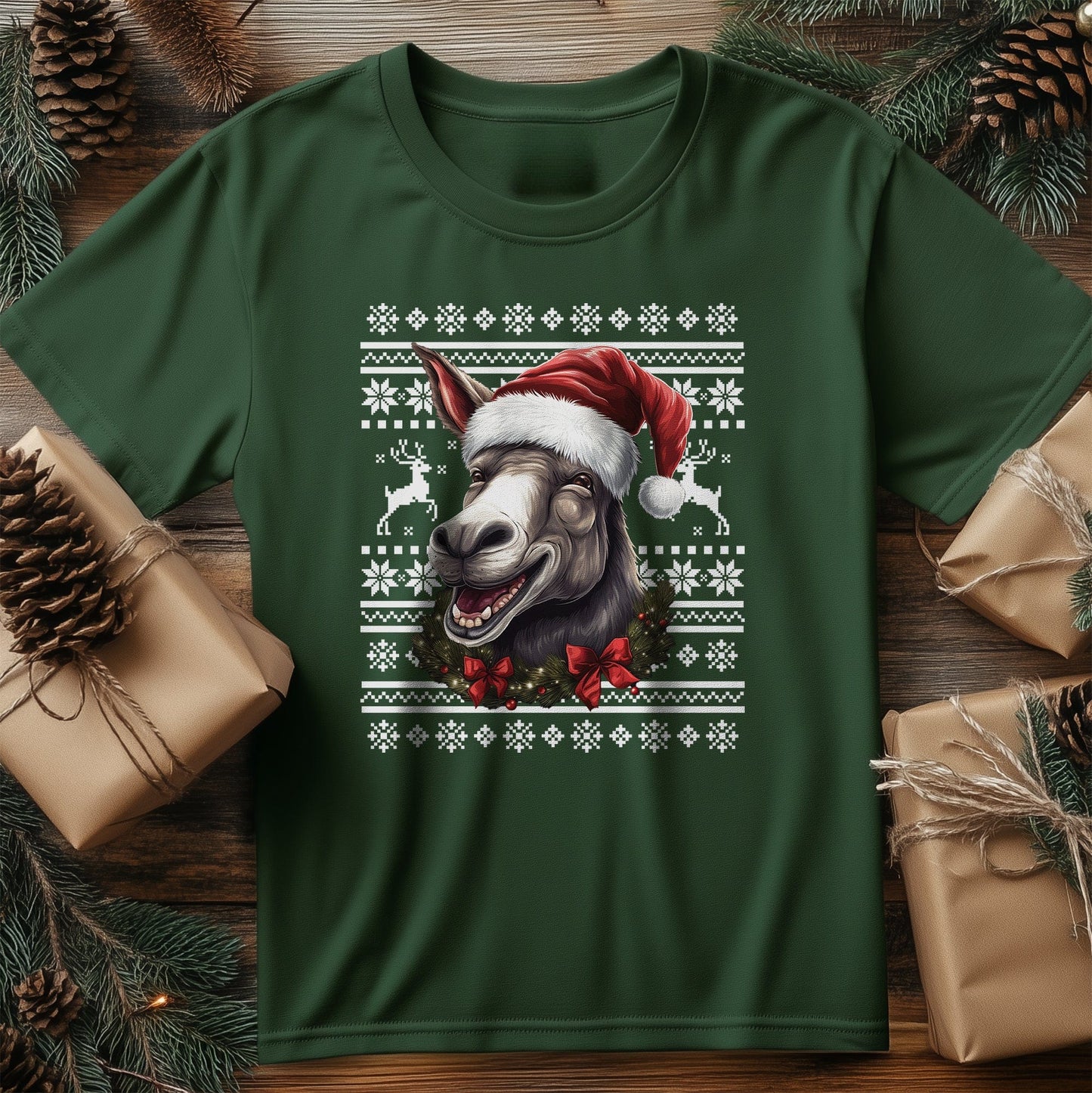 Donkey Jackass Santa Hat T-Shirt -