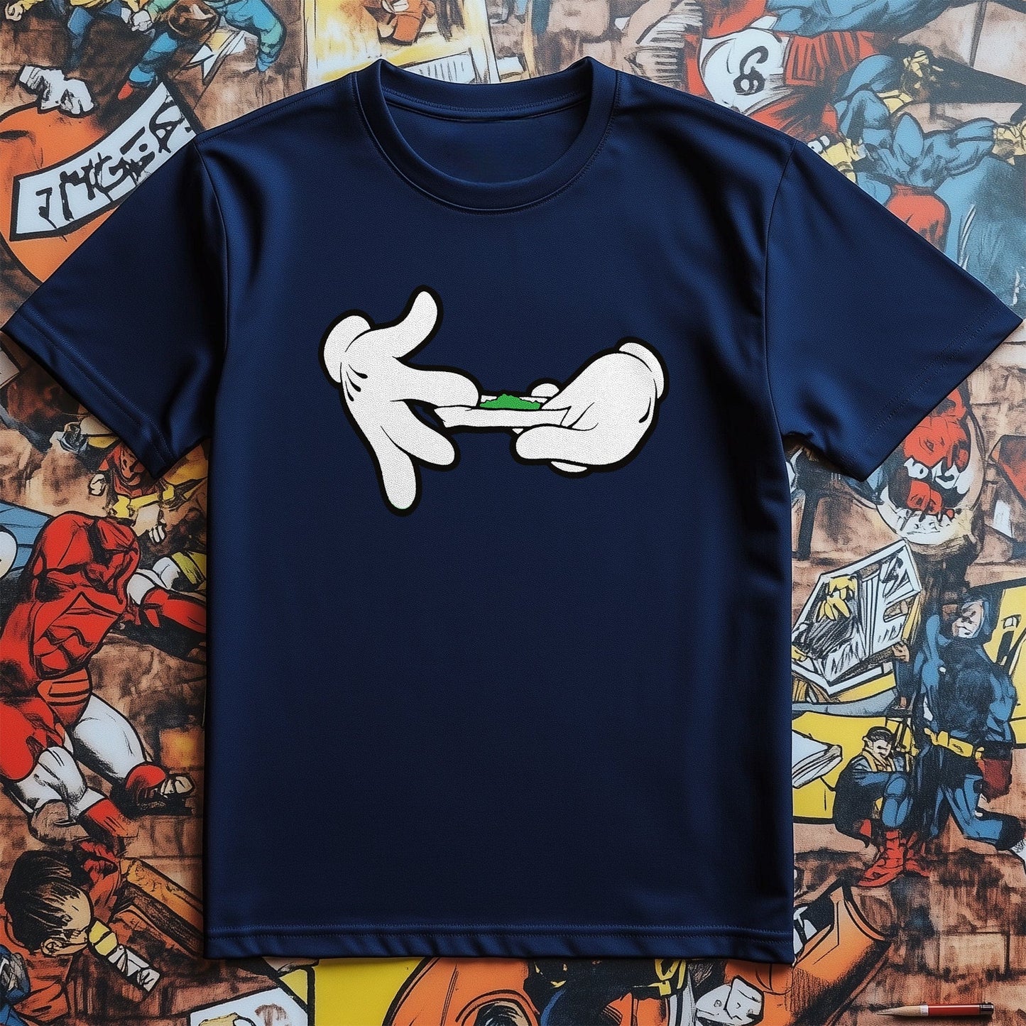 Cartoon Gloves Rolling Joint T-Shirt
