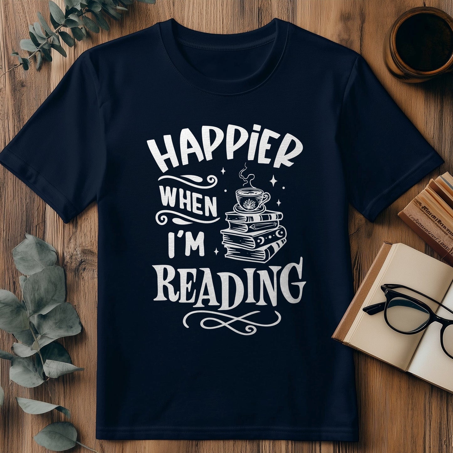 Happier When Im Reading T-Shirt Style001