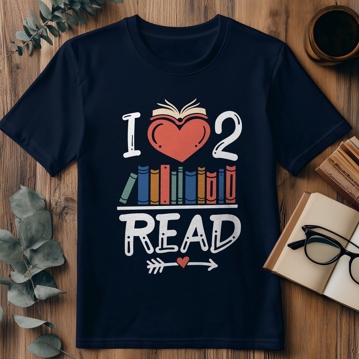 I Love 2 Read heart T-Shirt
