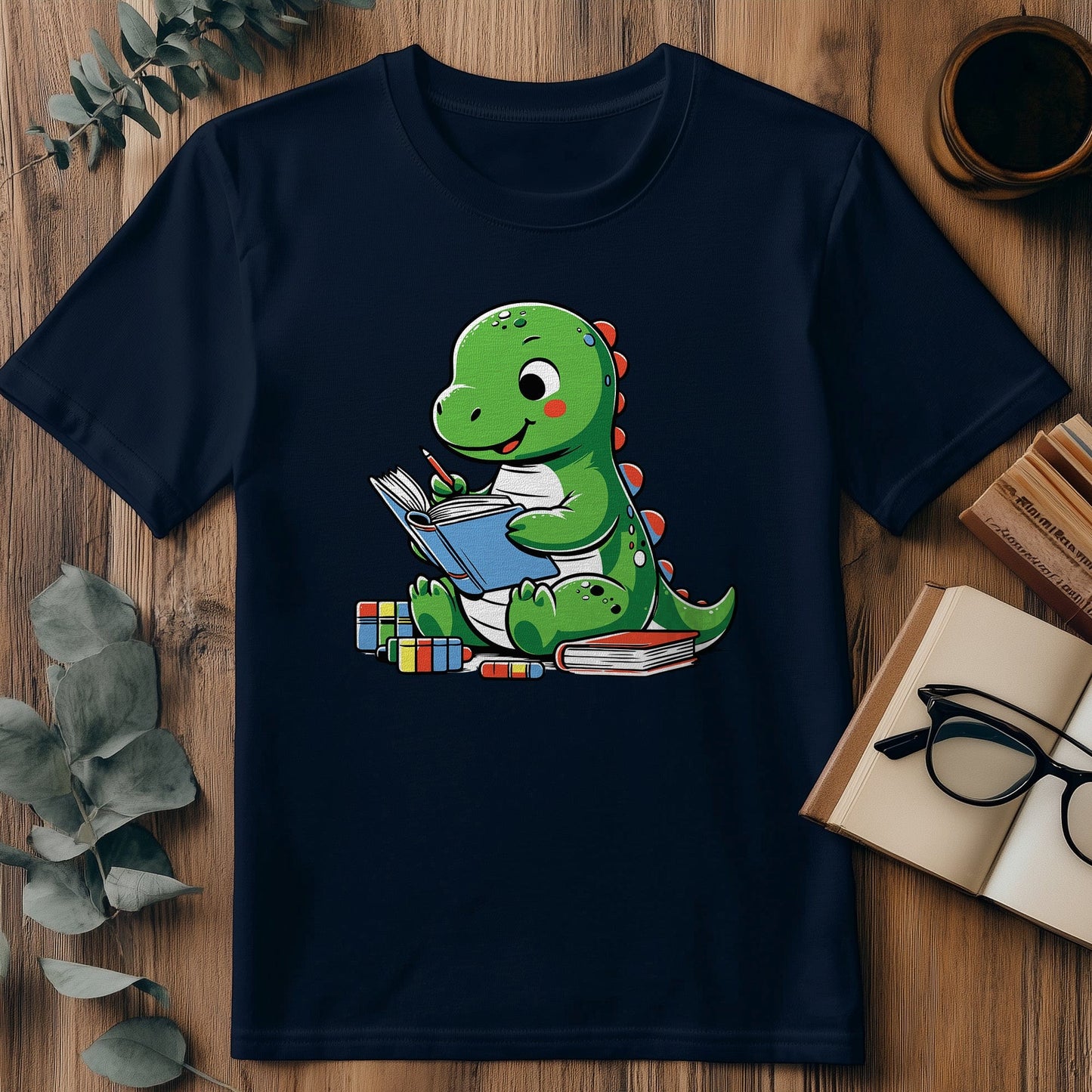 Cute Dino Reading T-Shirt