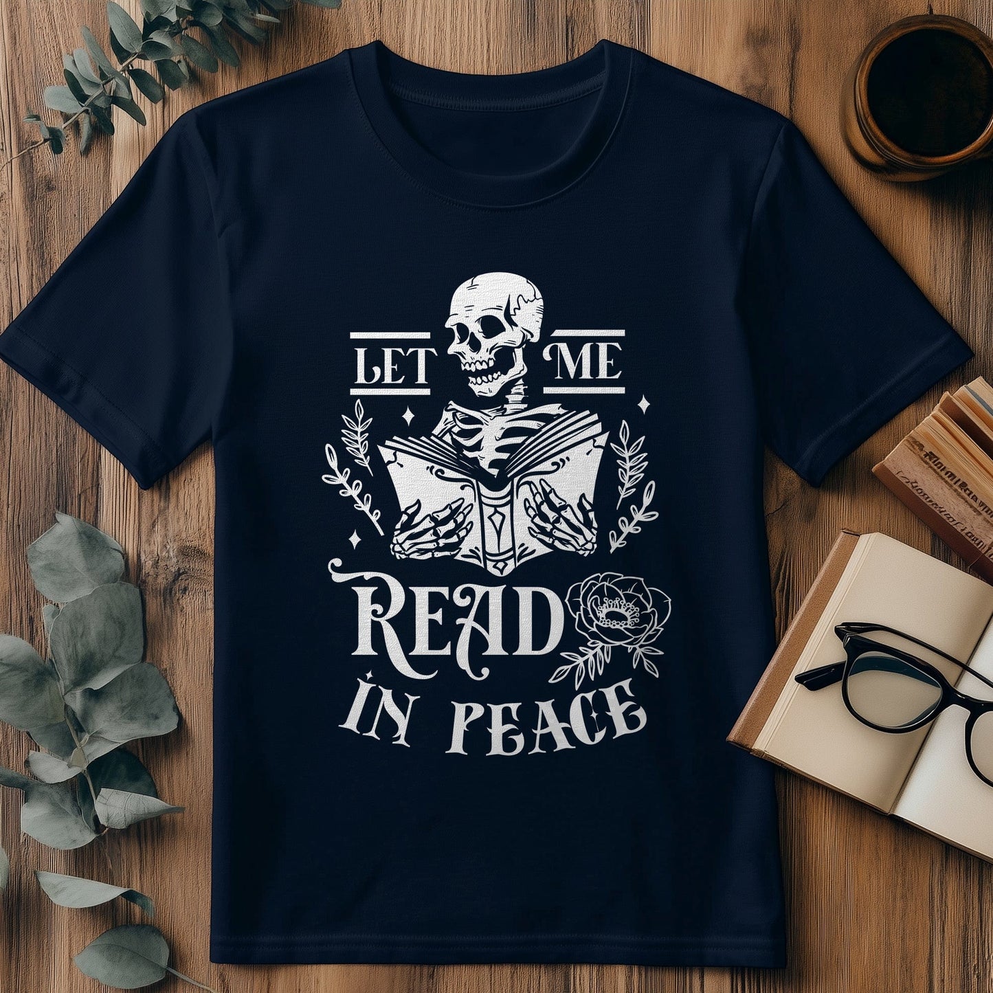 Let Me Read WH - Skeleton Reading T-Shirt