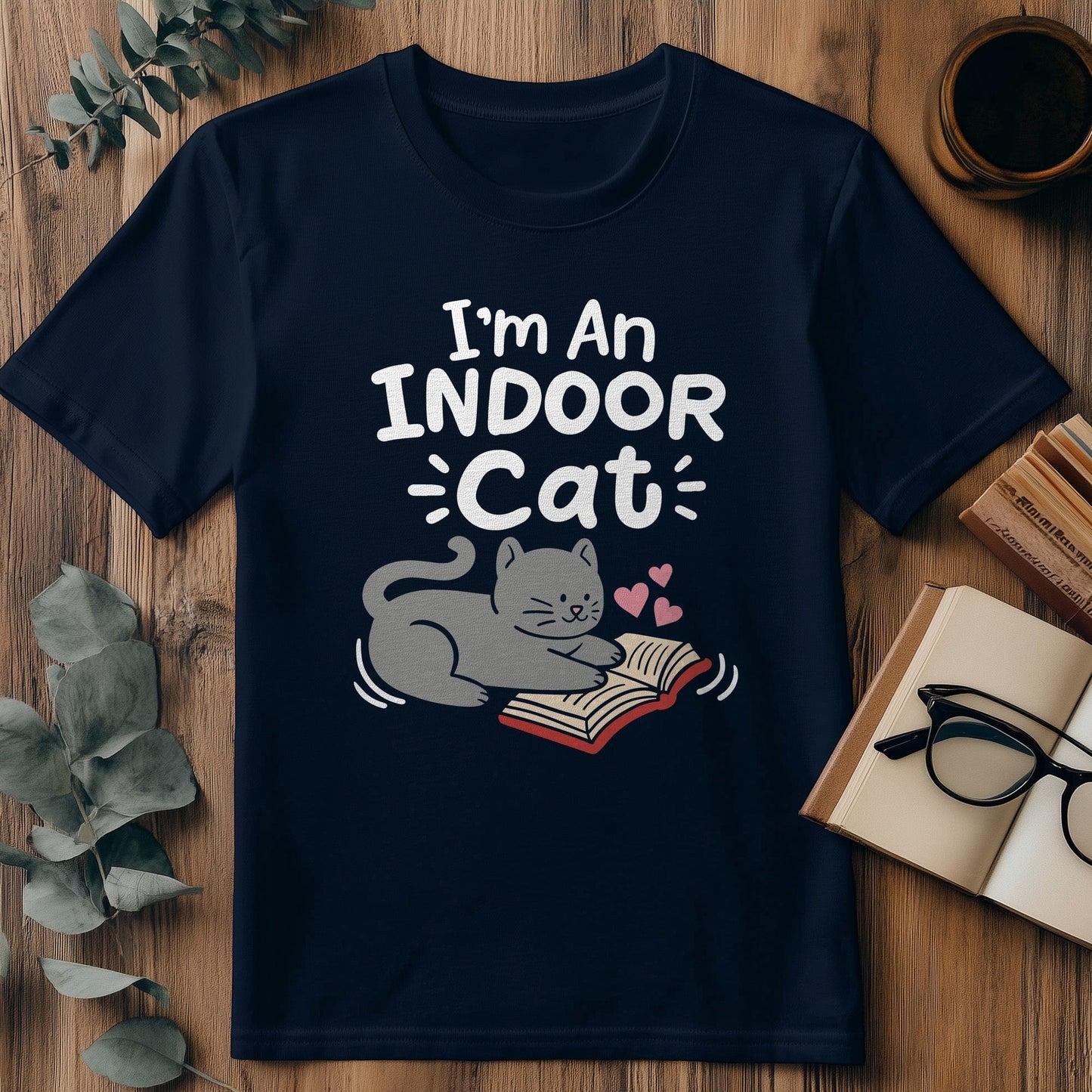Indoor Cat Reading t-shirt