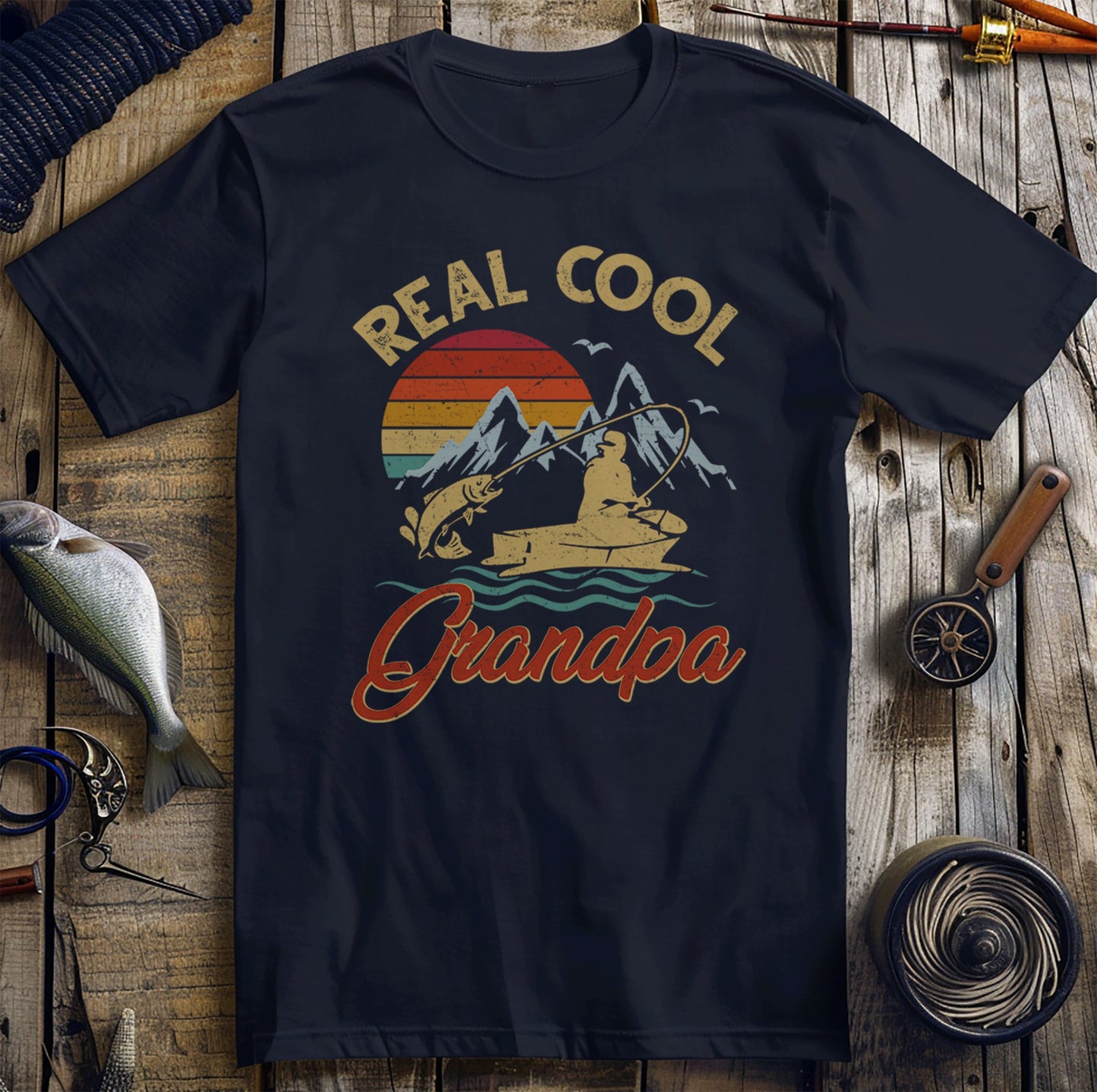 Real Cool Grandpa Fishing T-Shirt