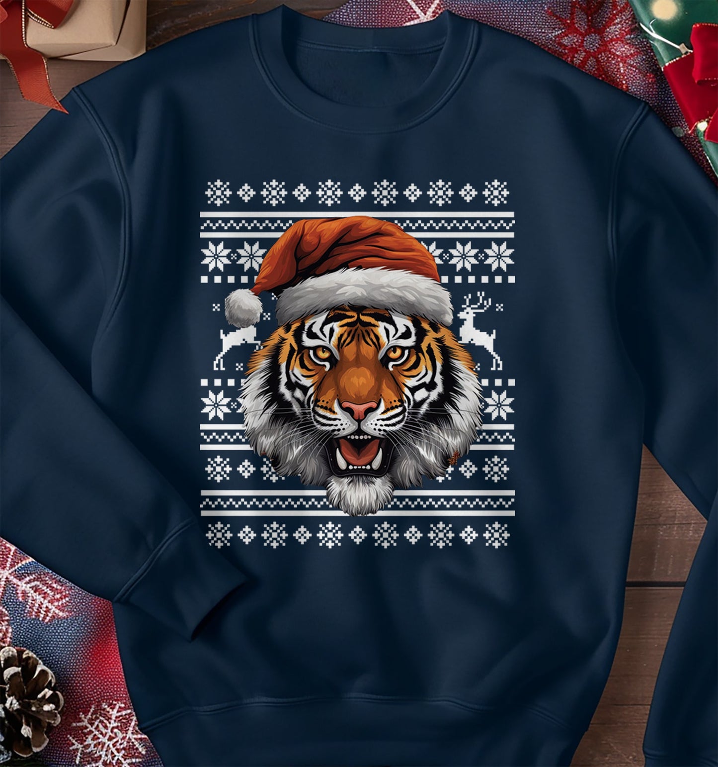 Tiger Santa Hat Sweatshirt