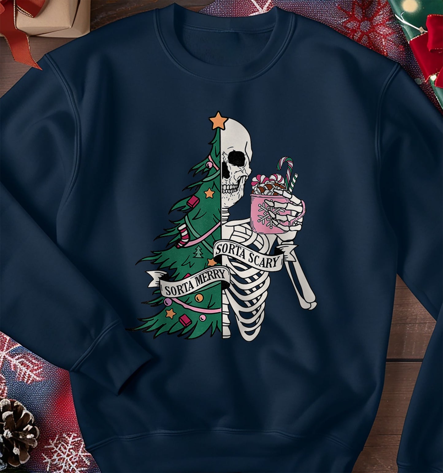 Sorta Merry, Sorta Scary Skeleton Sweatshirt
