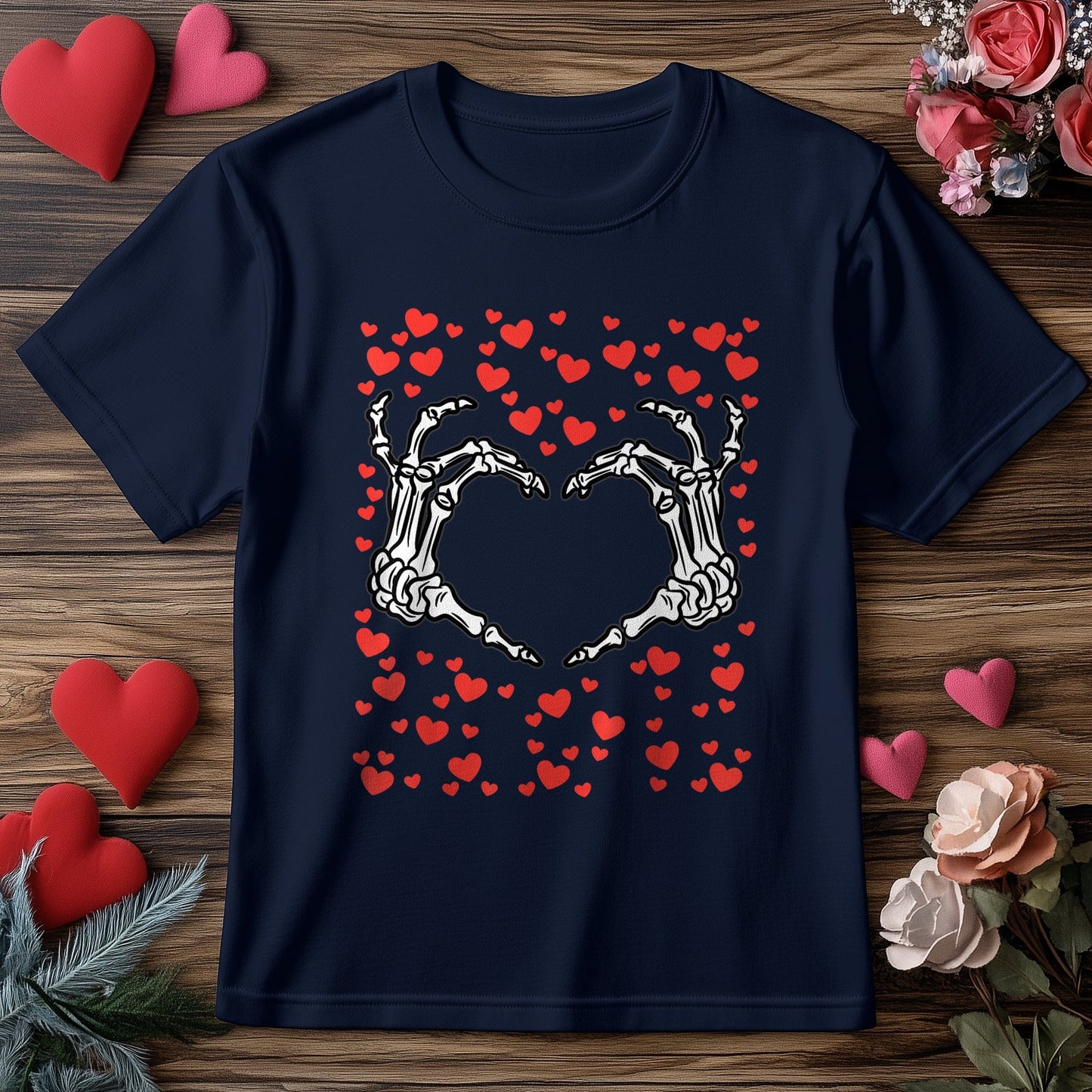 Love Beyond the Grave Skeleton Hand T-Shirt
