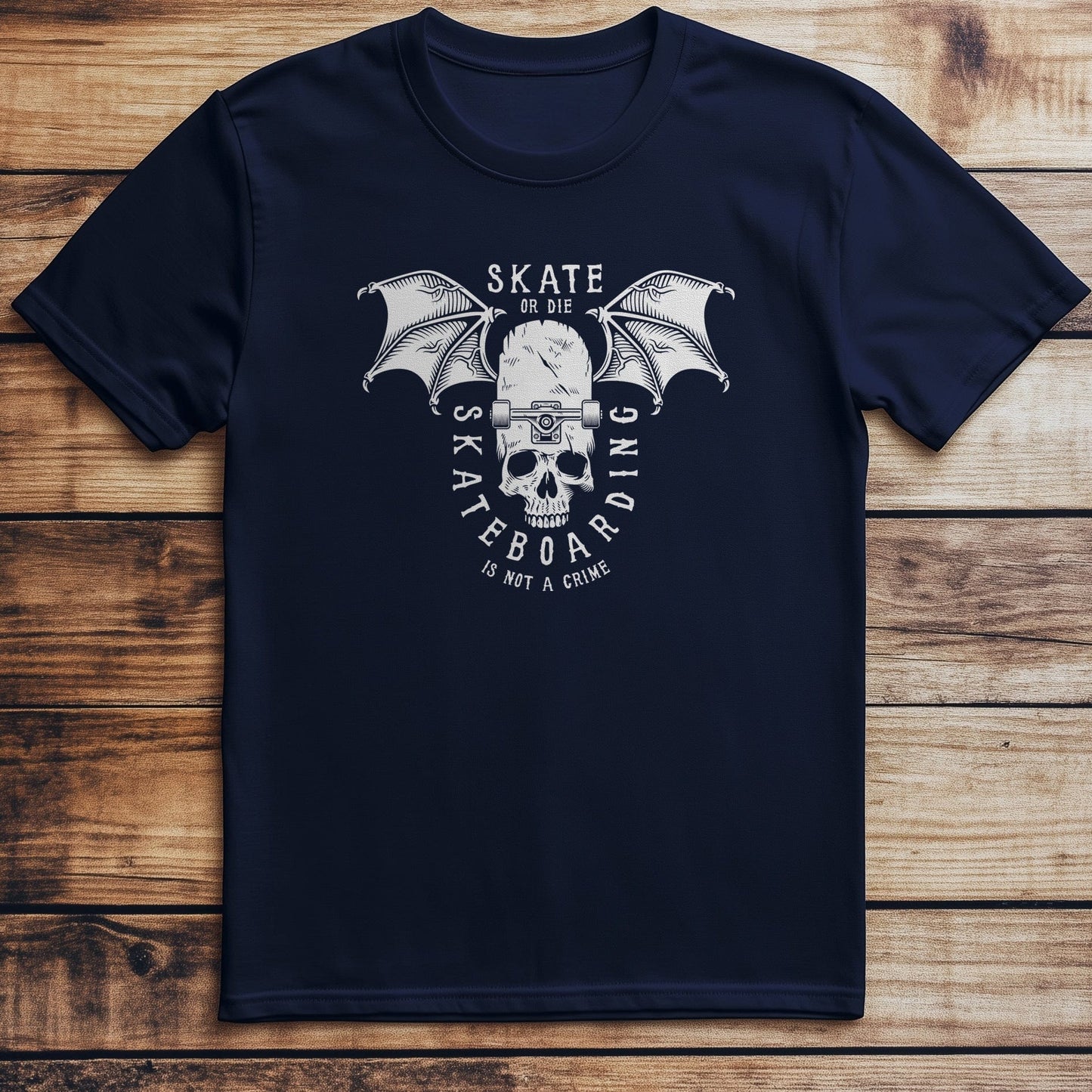 Skate or Die Skull Wings T-shirt -