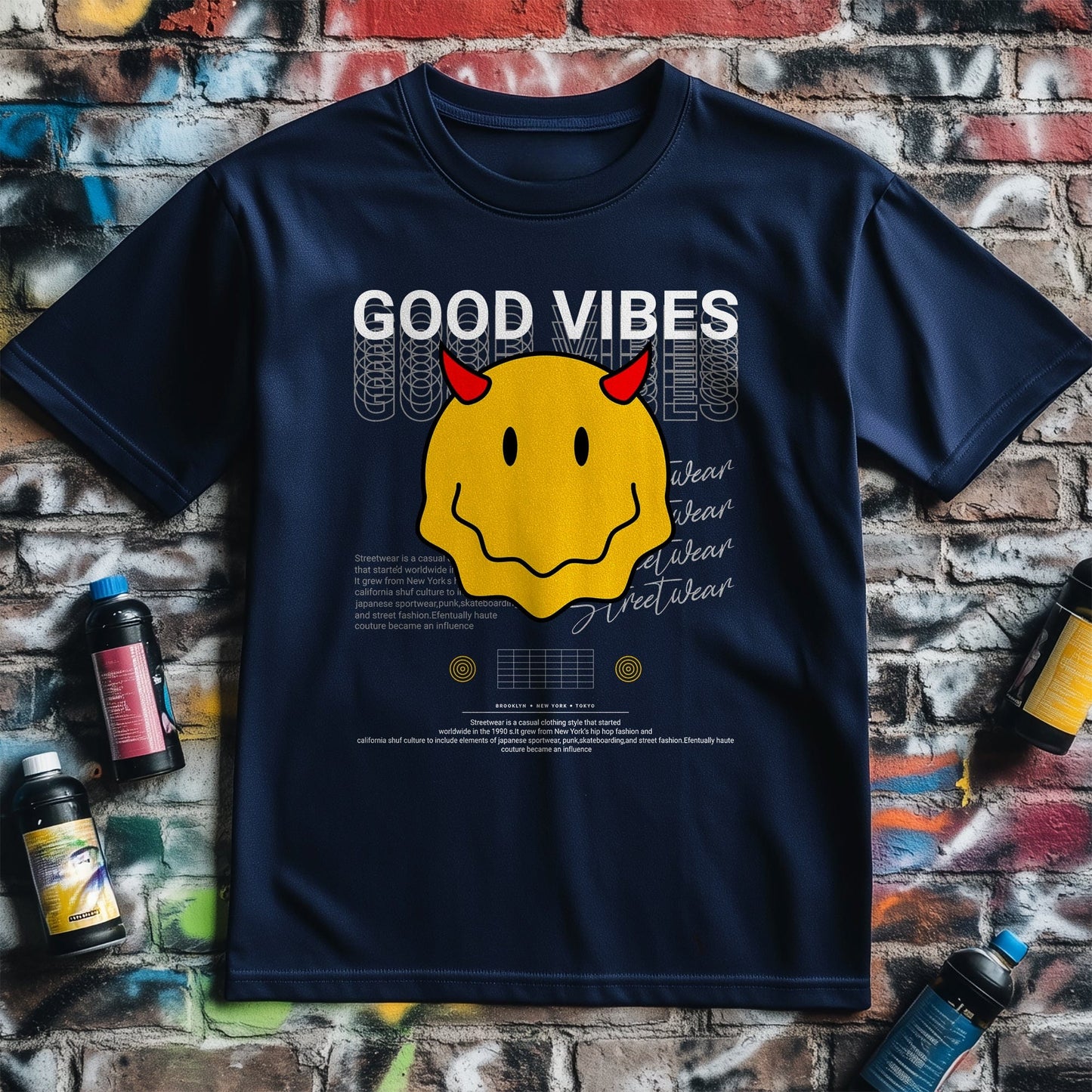 Good Vibes Smiley T-Shirt - Spread