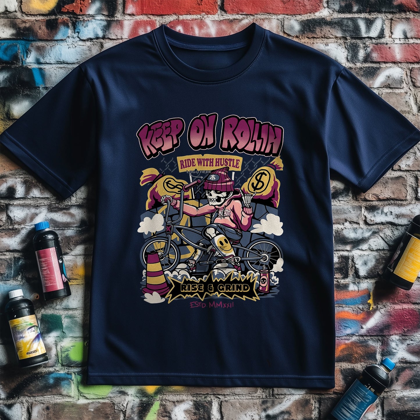 Keep On Rollin‚Äô Biker T-Shirt ‚Äì Ride