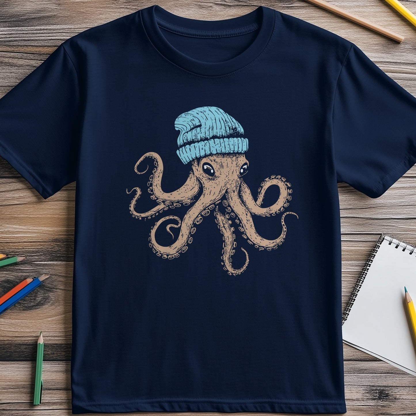 Octopus Blue Beanie 2 T-Shirt