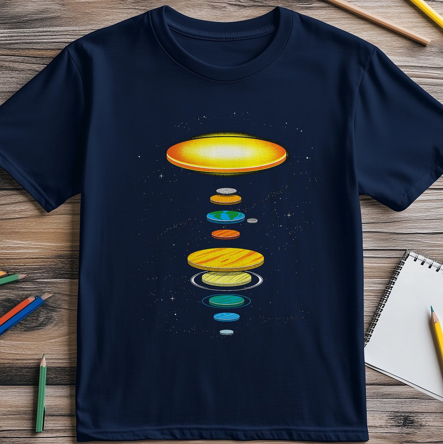 Flat-Solar-System T-Shirt - Cosmic Fun