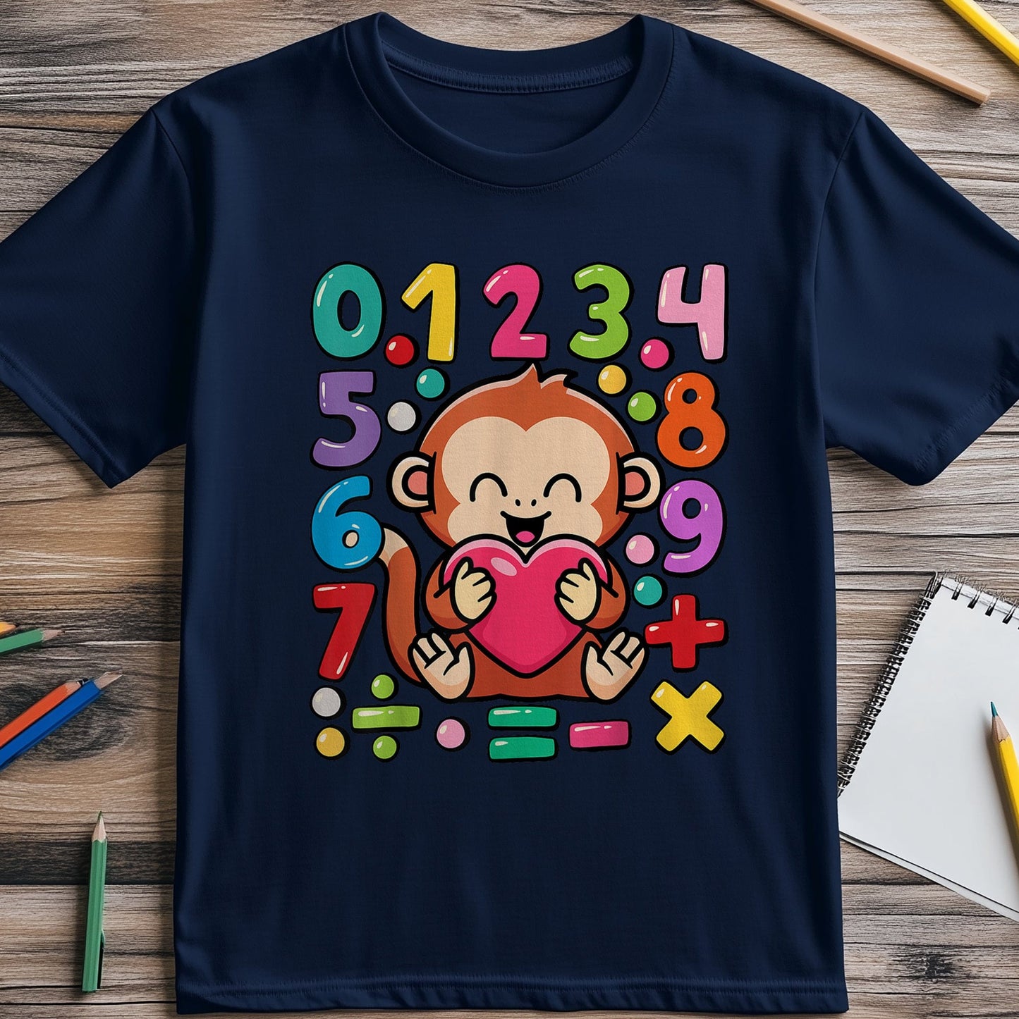 Monkey Number Day Math Kids Tee