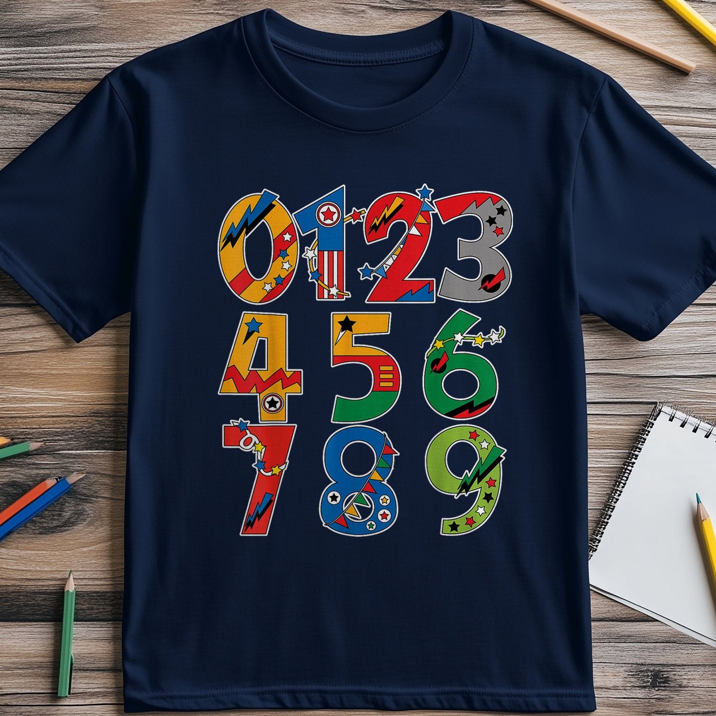 Superhero Numbers Day Math Kids Tee