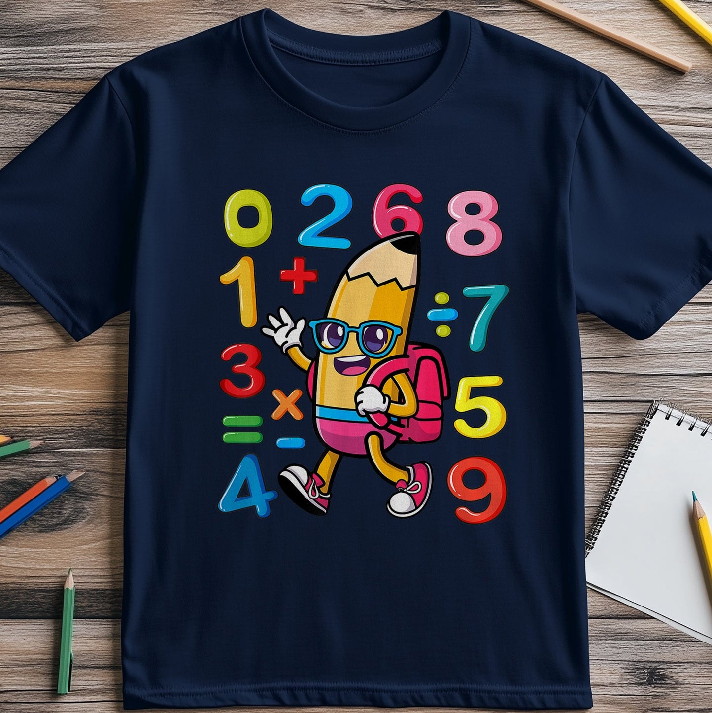 Pencil Numbers Math Day  Kids Tee