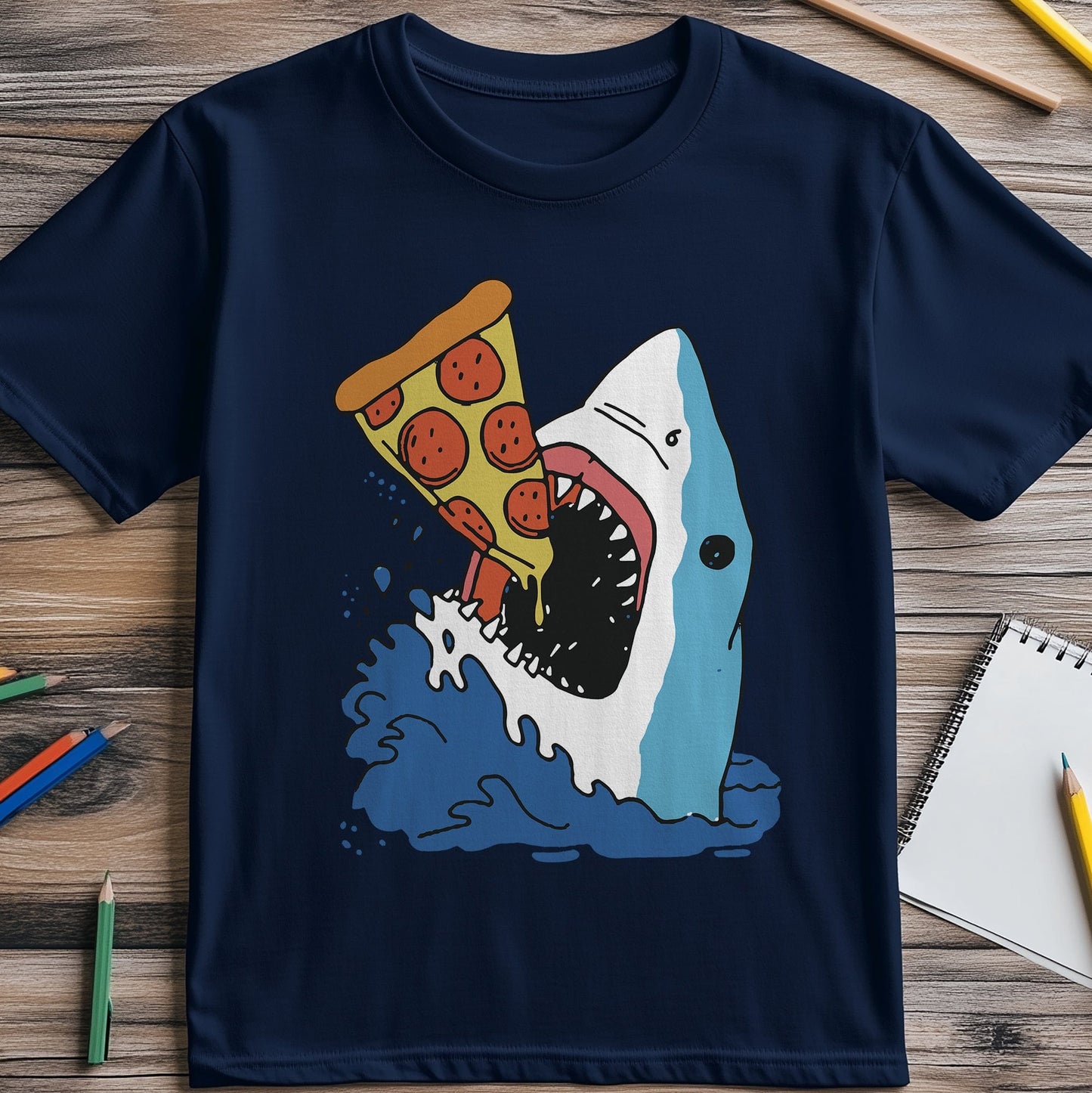 Shark Attack Pizza T-shirt -