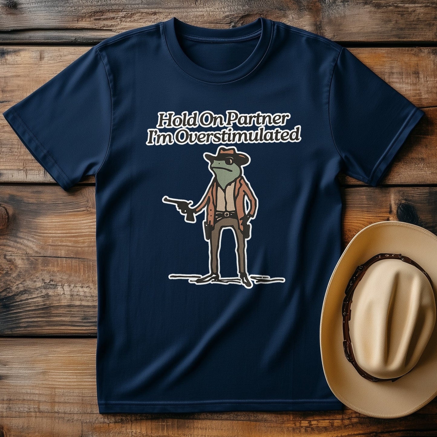 Overstimulated Cowboy Frog T-Shirt