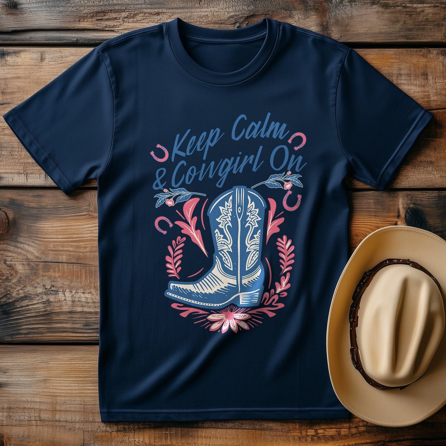 Keep Calm & Cowgirl On T-Shirt -