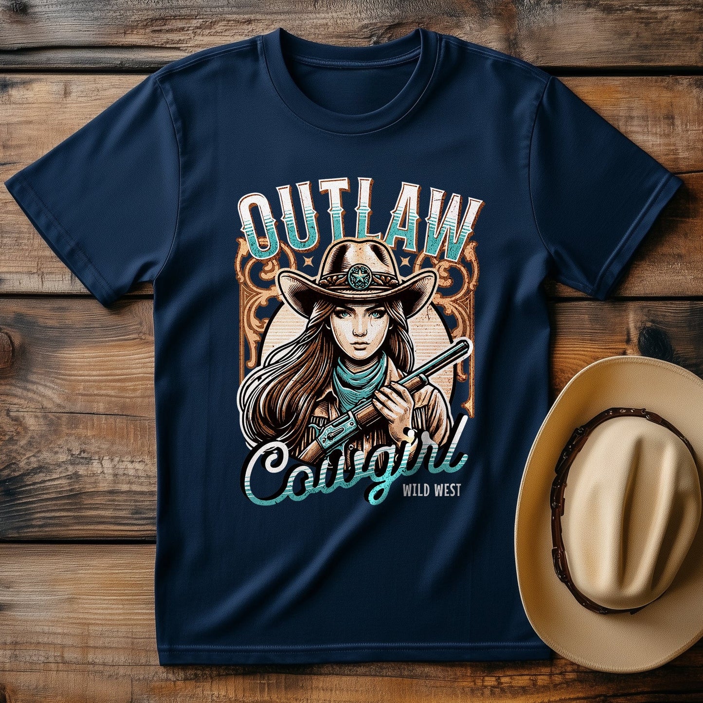 Outlaw Cowgirl Wild West T-Shirt