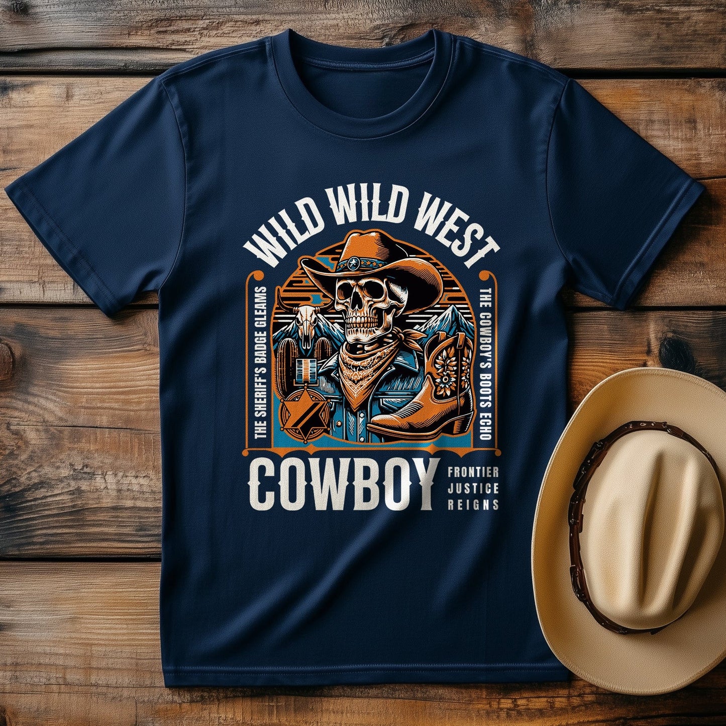 Wild Wild West Skeleton Cowboy T-shirt