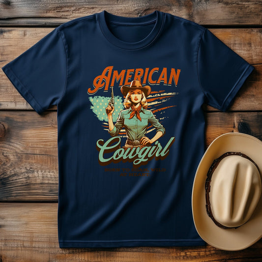 American Cowgirl T-Shirt with gun