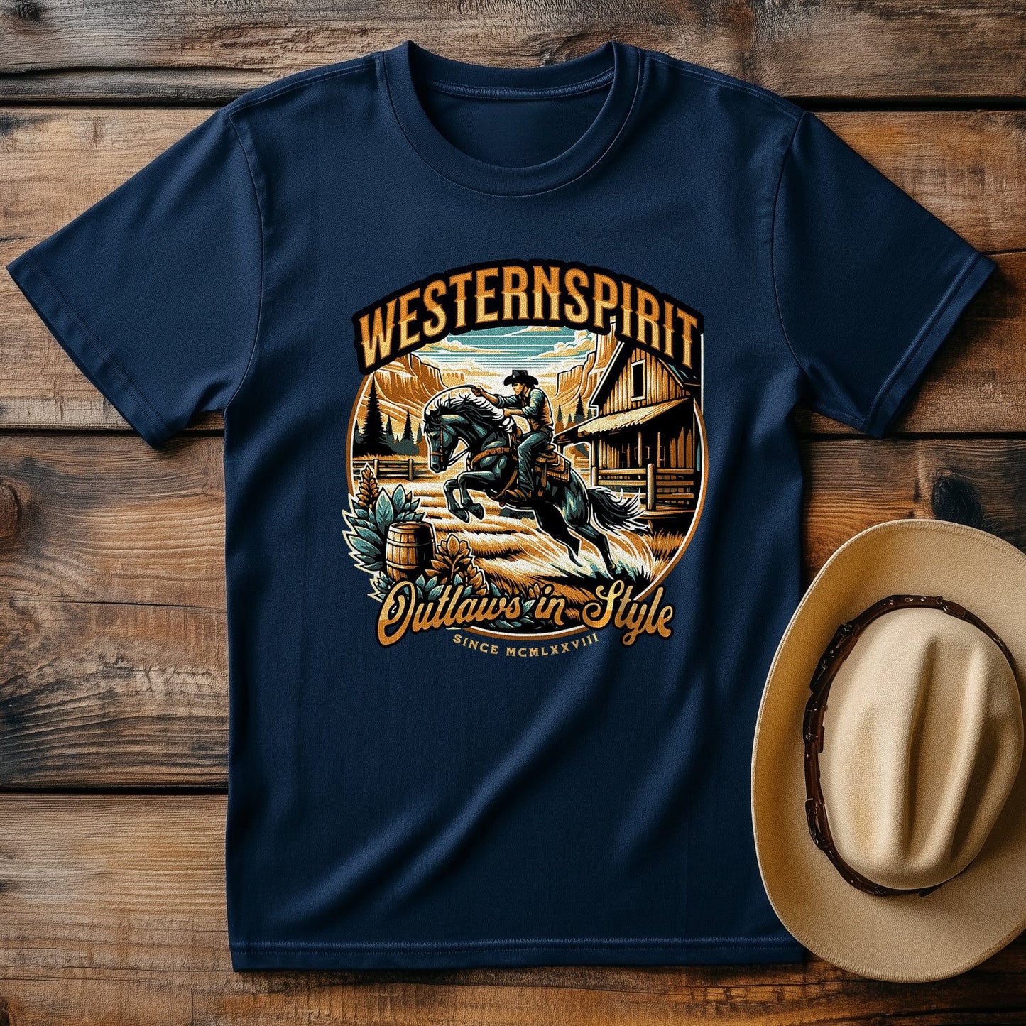 Western Spirit Cowboy T-Shirt - Saddle