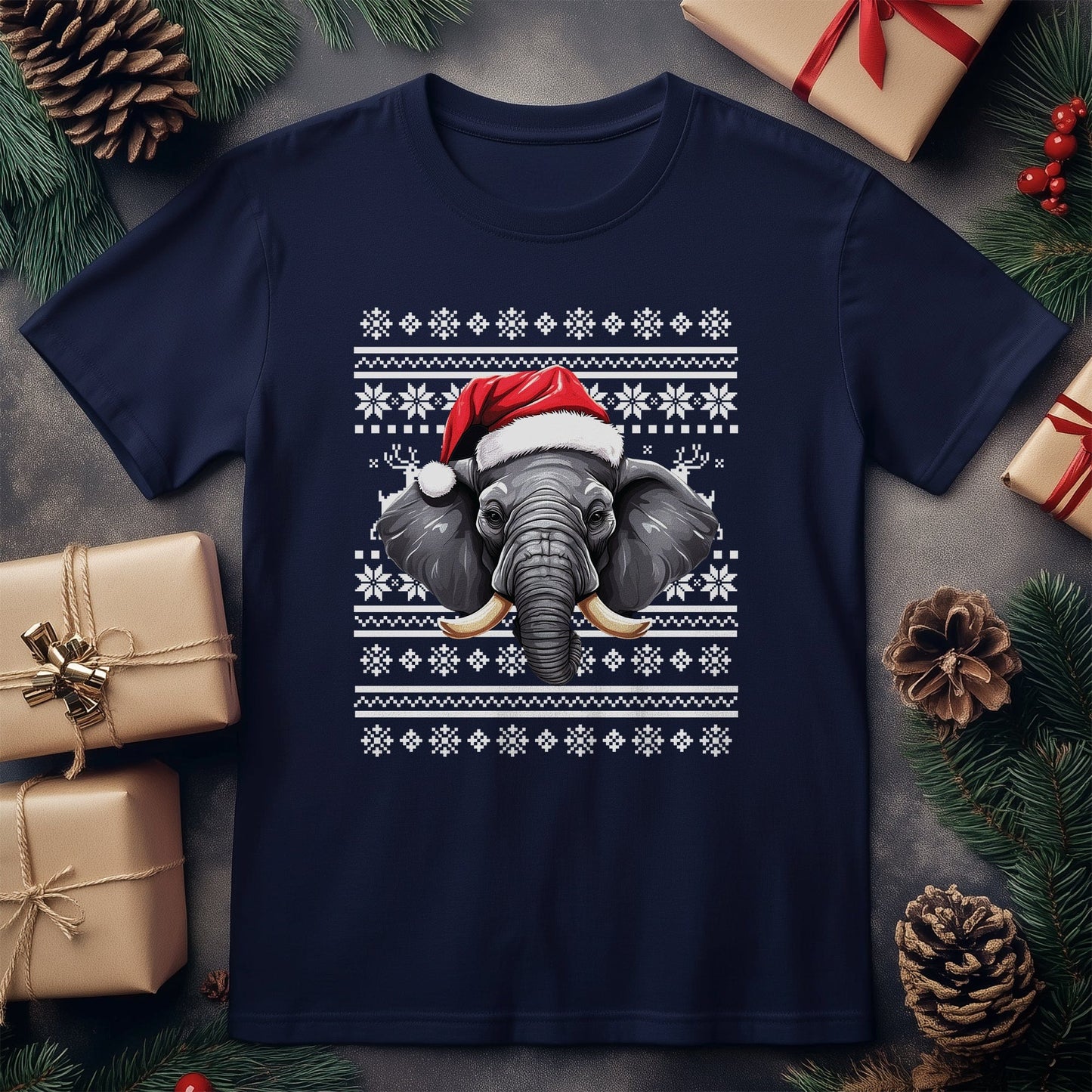 Elephant Santa Hat T-Shirt - Jolly