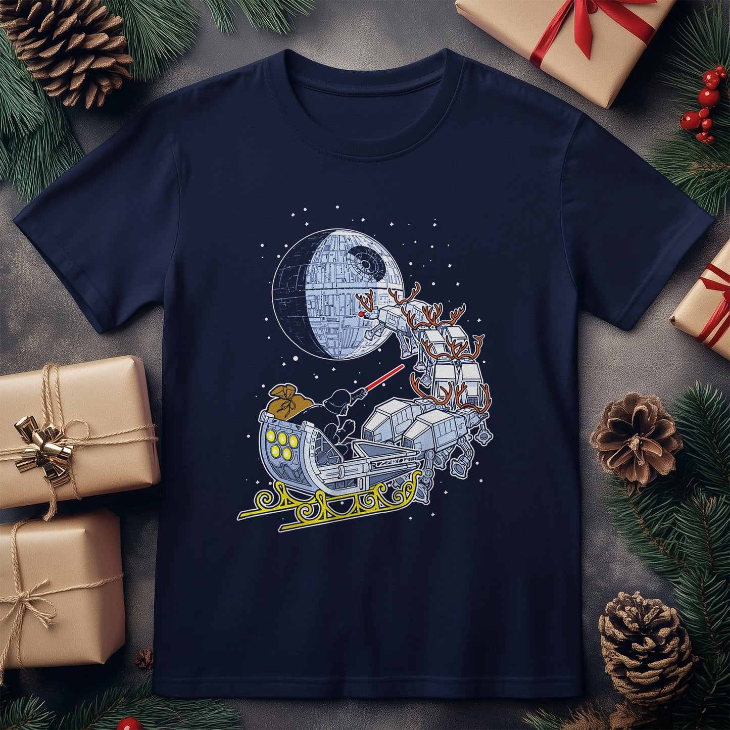 Drath Vader Santa Sleigh T-Shirt -