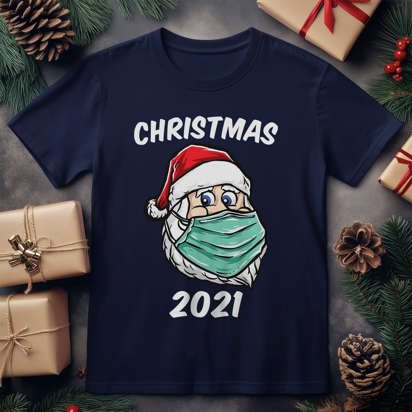 Santa Face Mask 2021 T-Shirt -