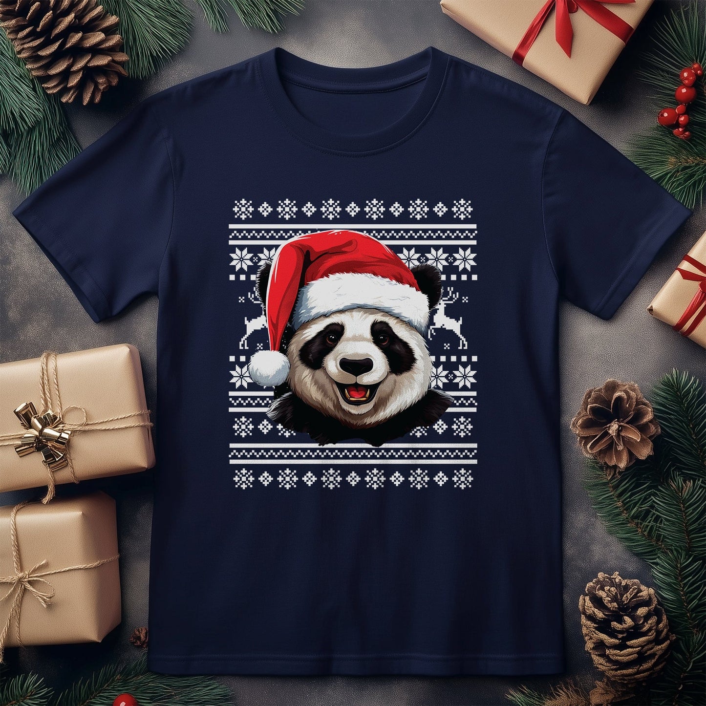 Christmas Panda Santa Hat T-Shirt -