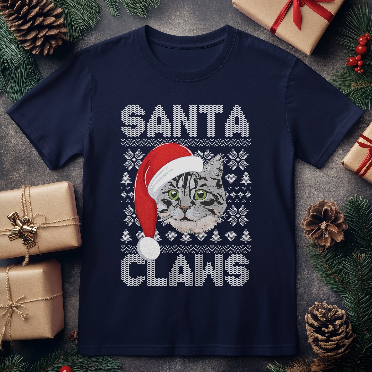 Santa Claws Cat T-Shirt - Meowy