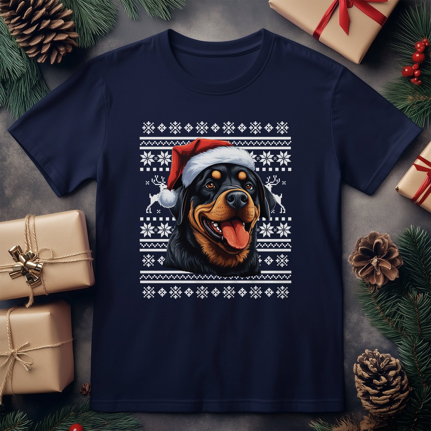 Rottweiler in Santa Hat T-shirt -