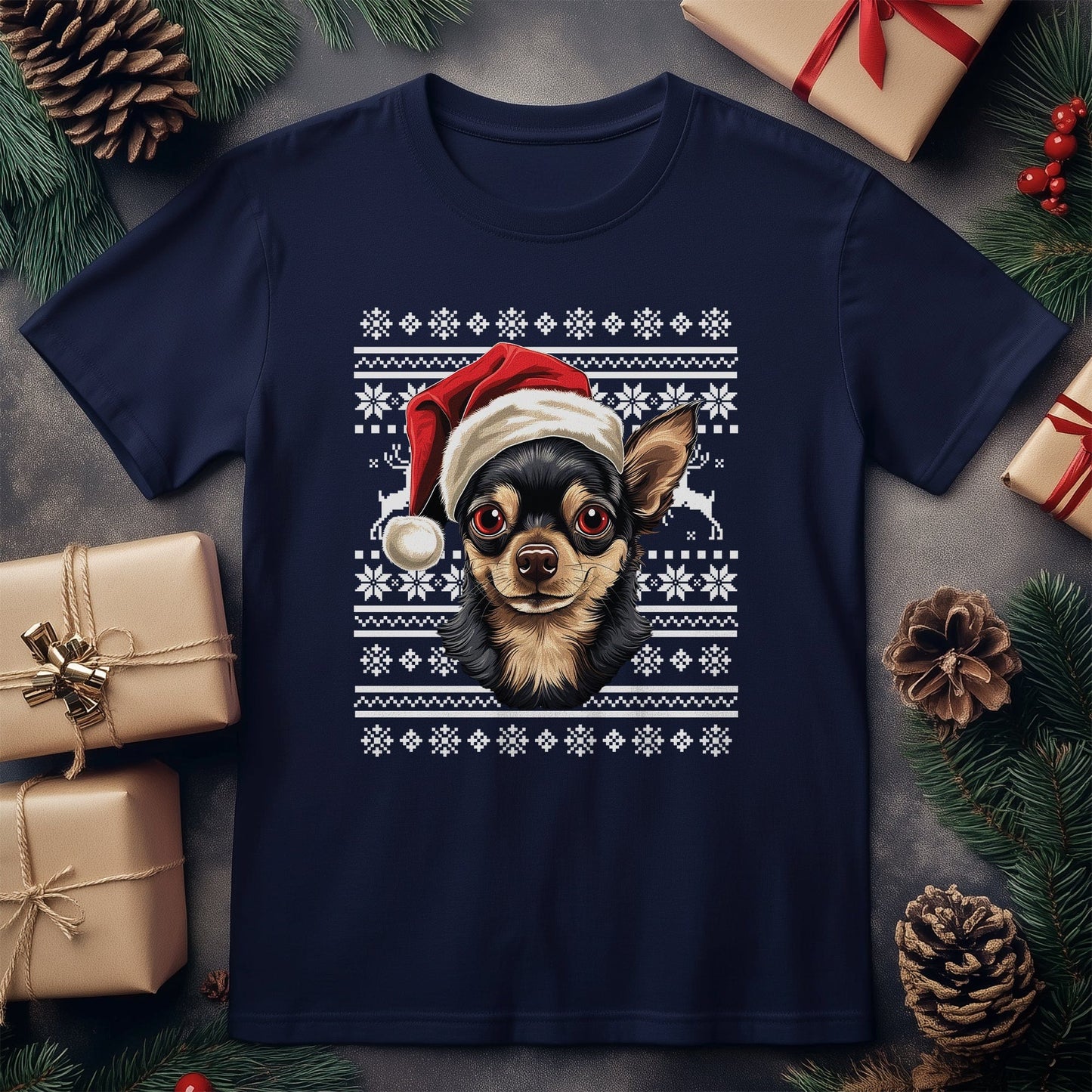 Chihuahua in Santa Hat T-Shirt -