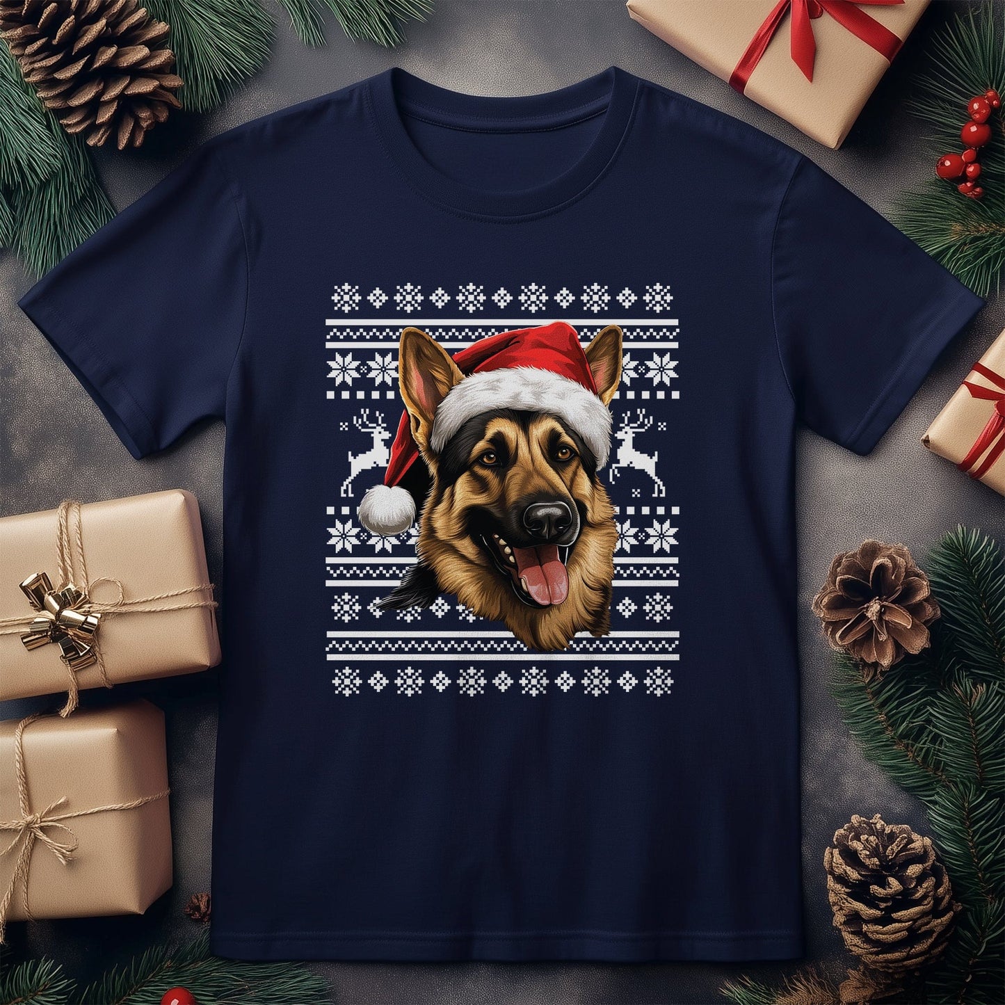 German Shepherd Santa Hat T-shirt ‚Äì