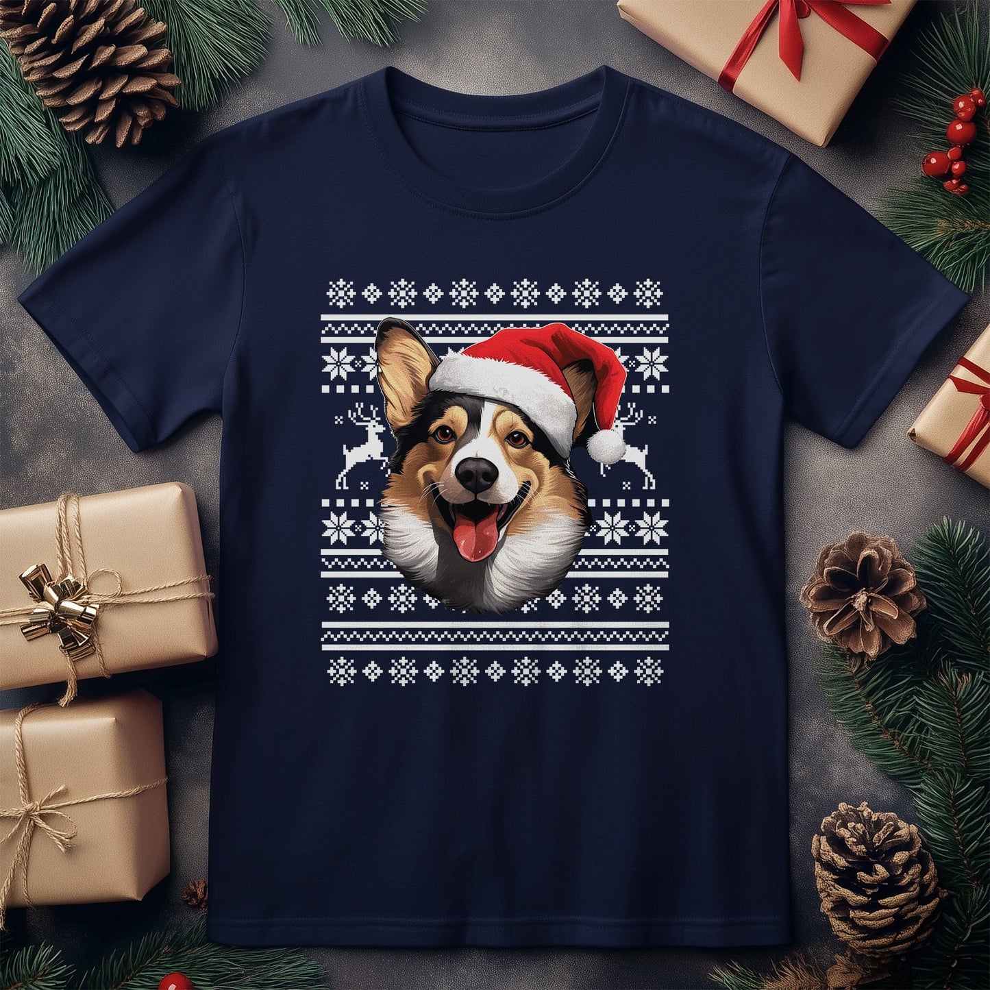 Corgi in a Santa Hat T-shirt -