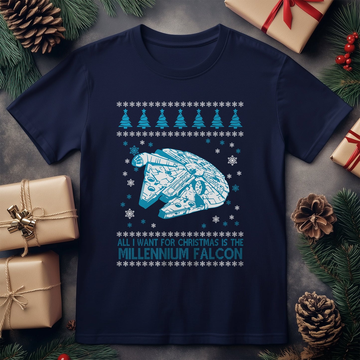 Millennium Falcon Christmas T-shirt
