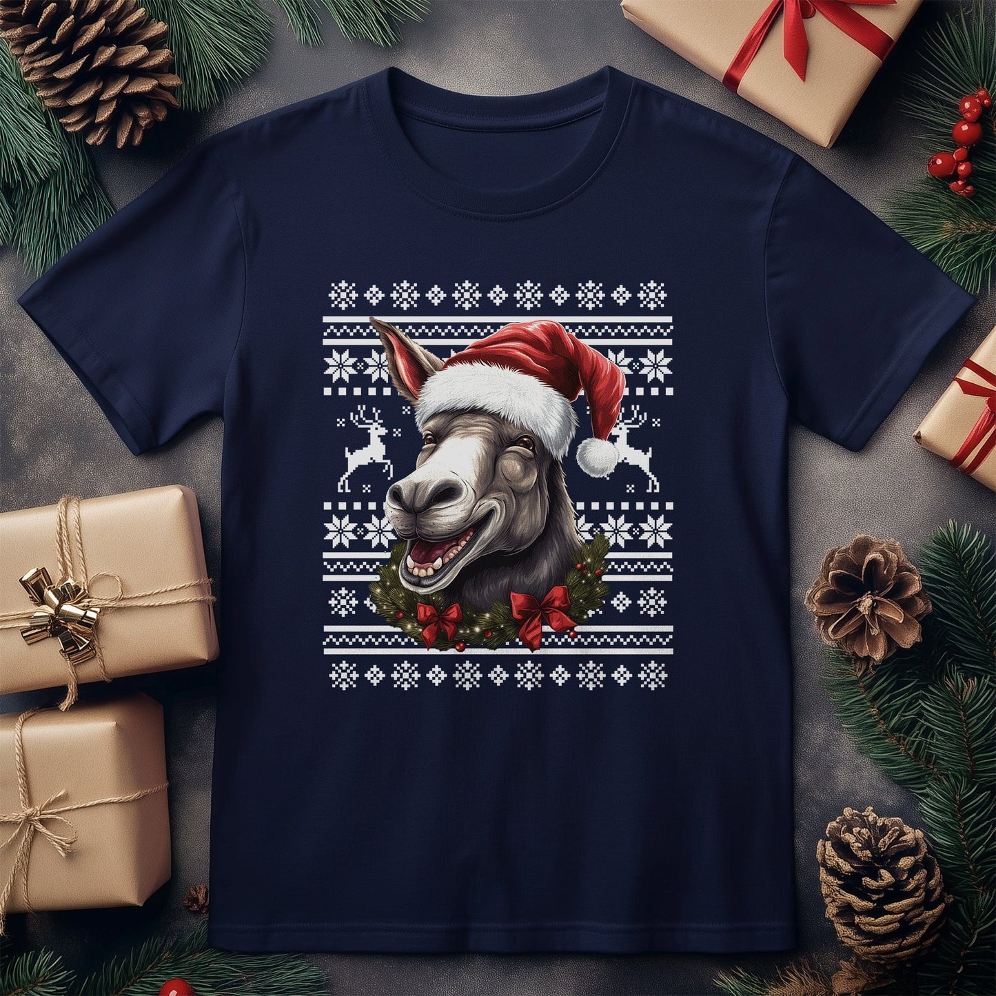 Donkey Jackass Santa Hat T-Shirt -