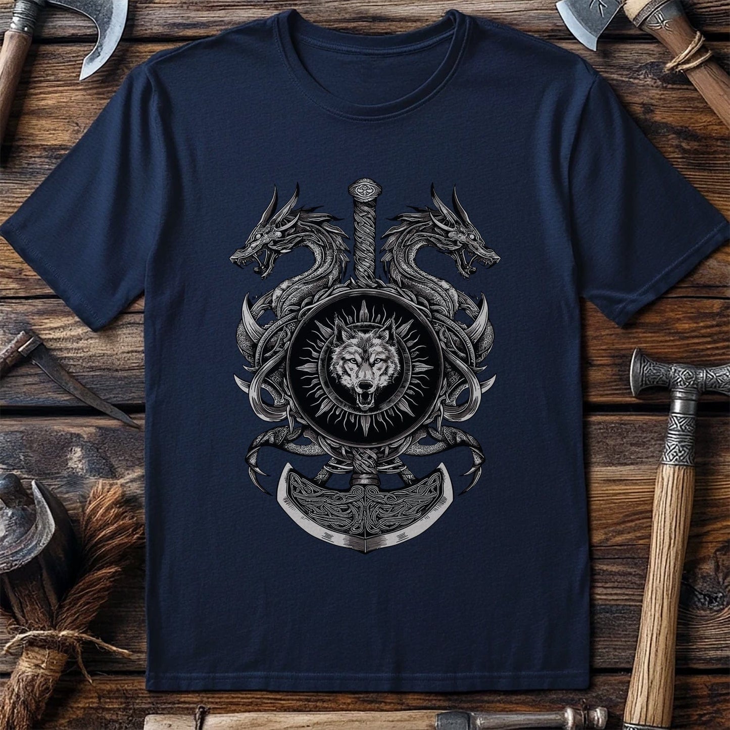 Vikings Nordic81 T-Shirt Dragon and sword design