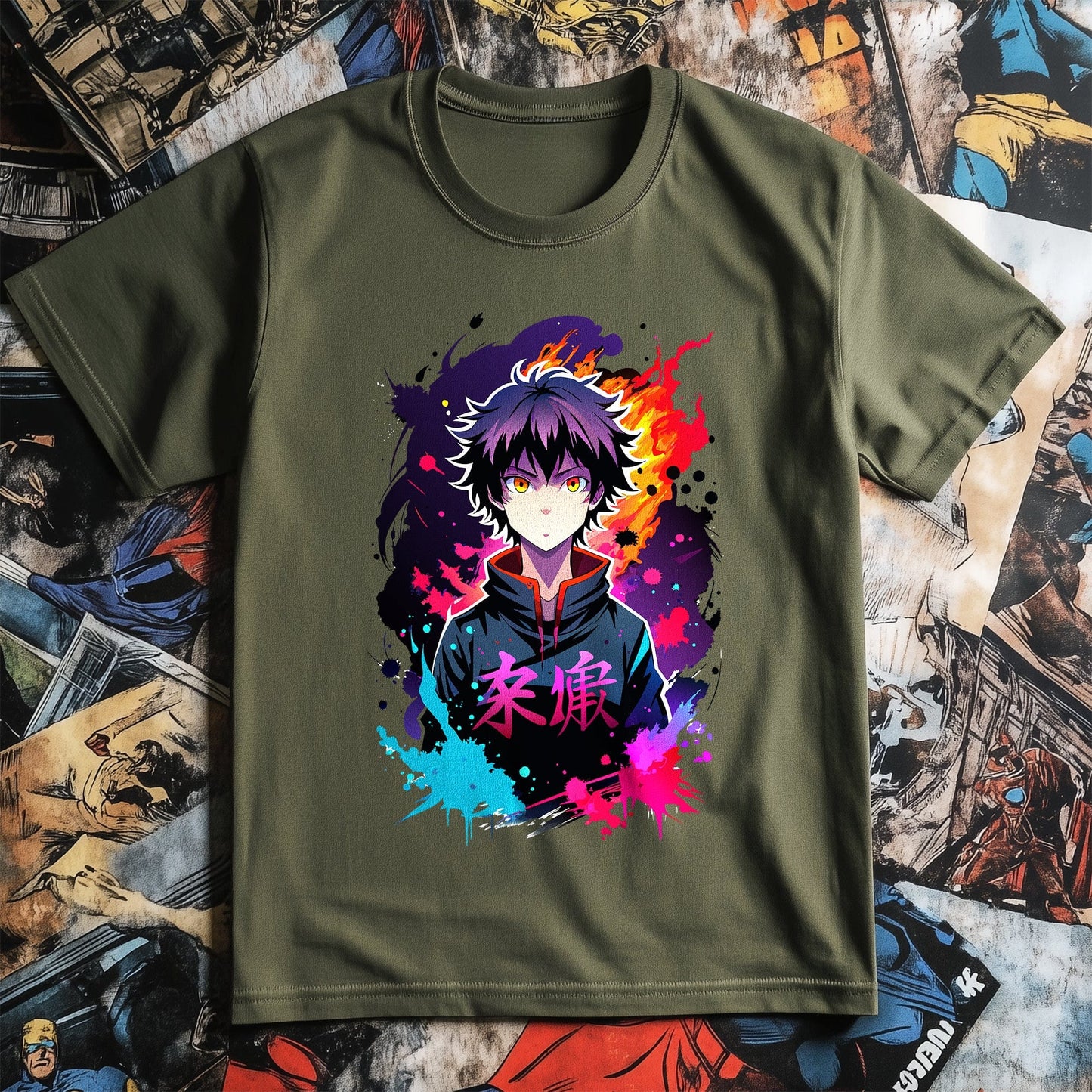 Ink Splat Anime Boy T-Shirt