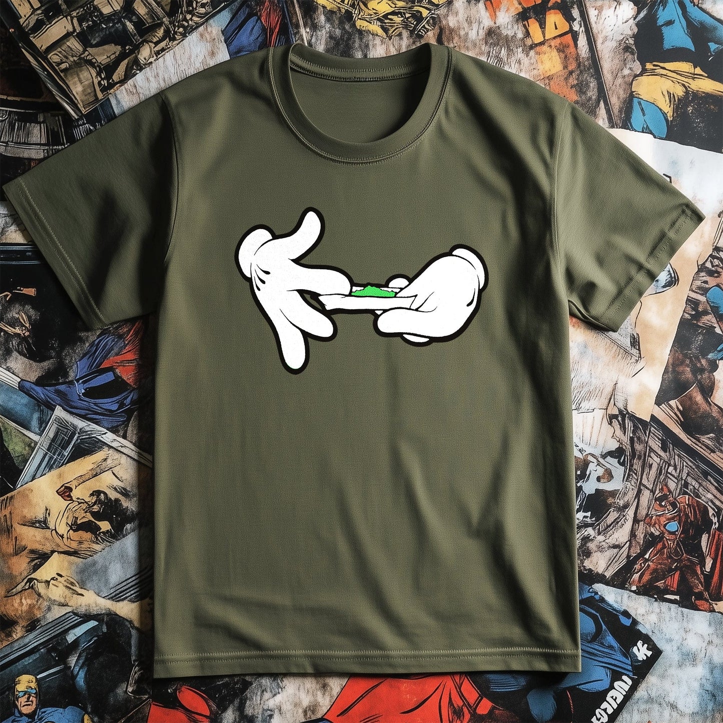Cartoon Gloves Rolling Joint T-Shirt