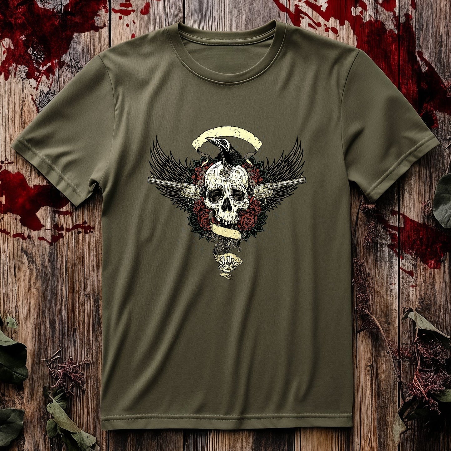 Gun Skull crow T-Shirt