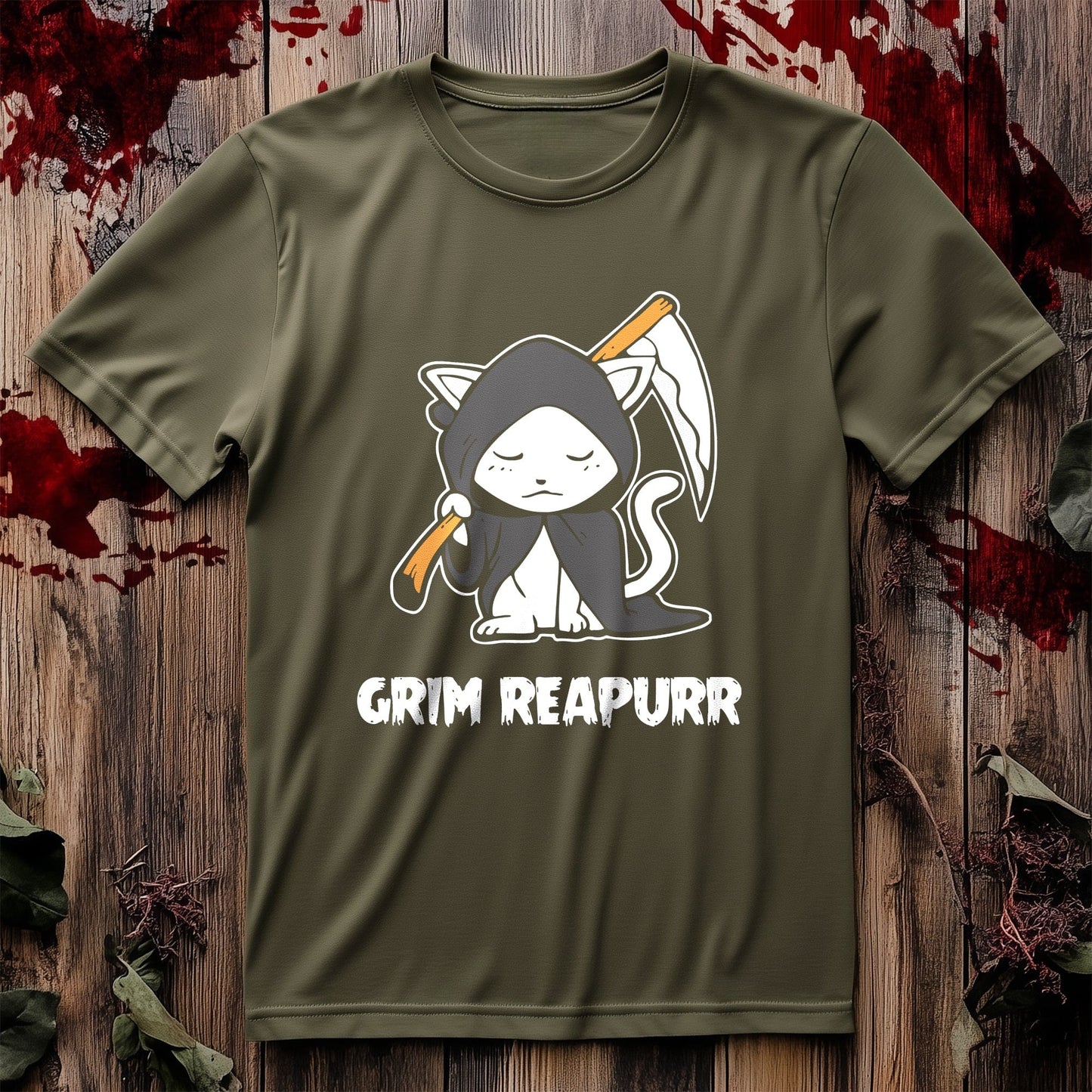 Grim Reapurr Cat Scythe T-Shirt