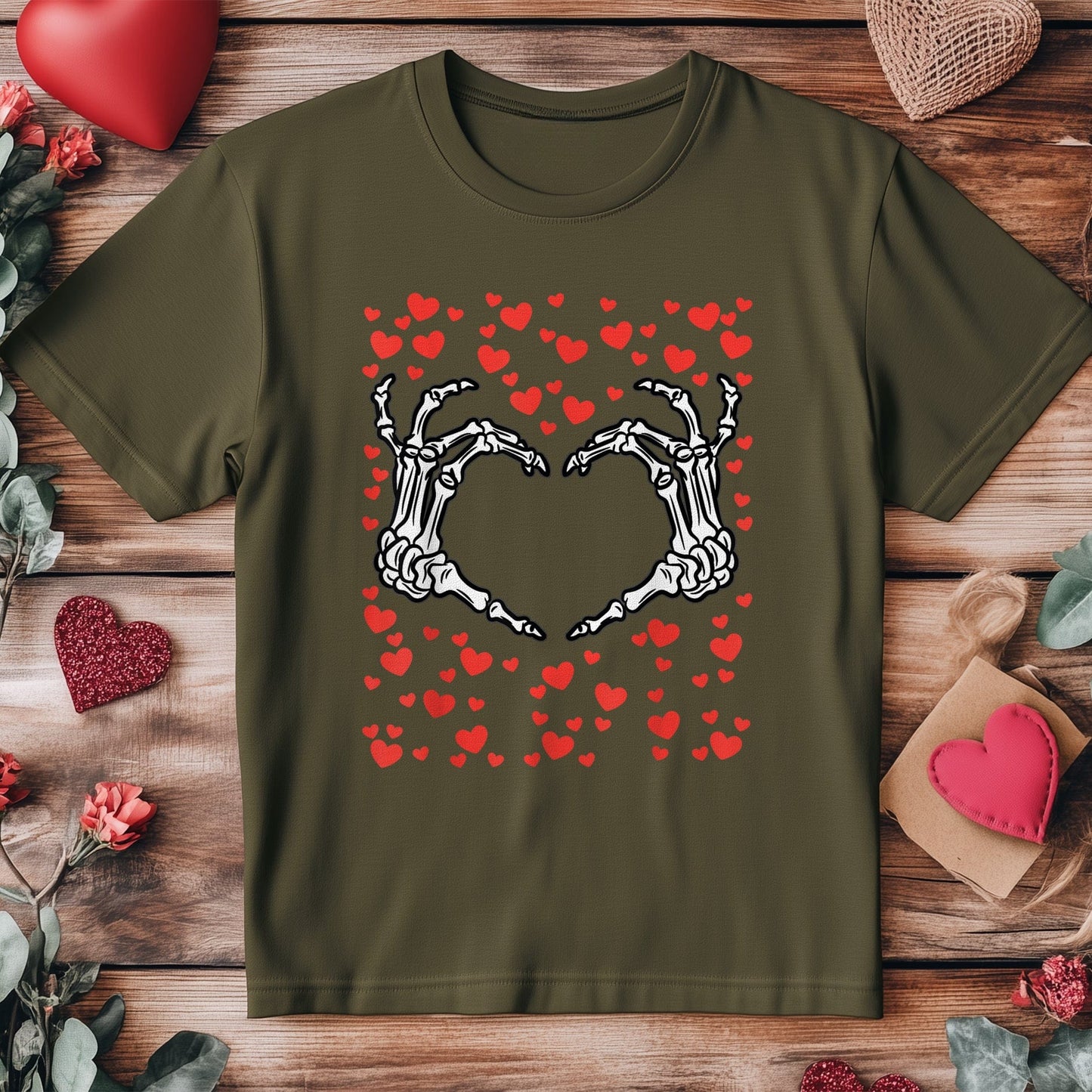 Love Beyond the Grave Skeleton Hand T-Shirt