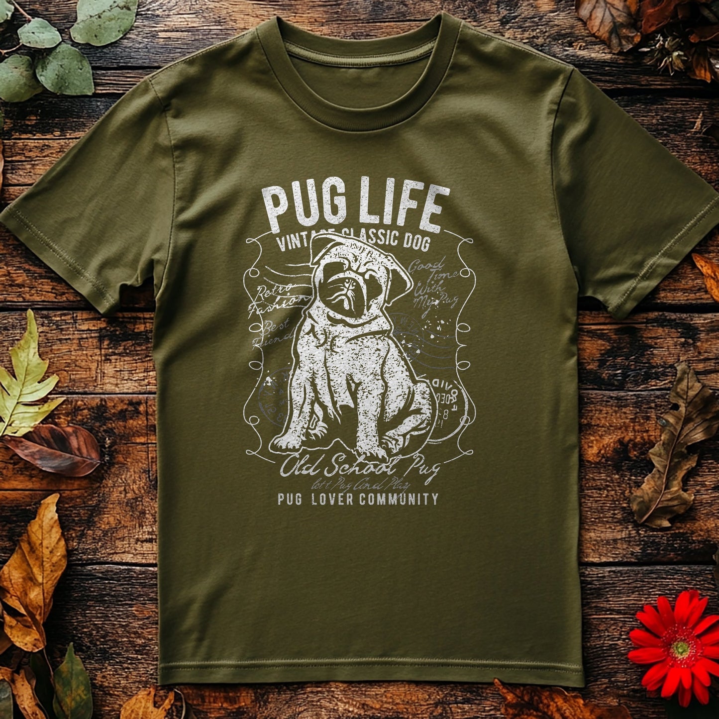 Pug Retro Old School T-Shirt -