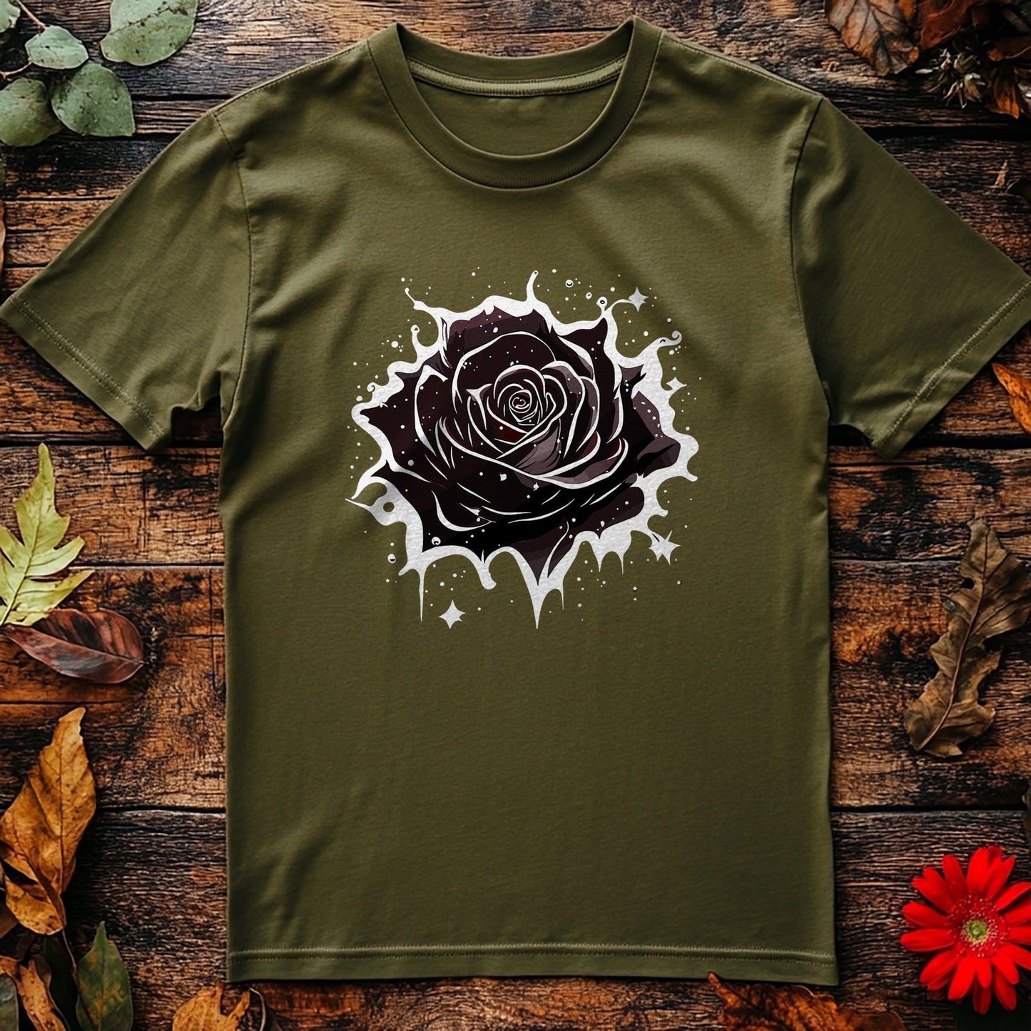 Flower74 Black Rose T-shirt - Embrace