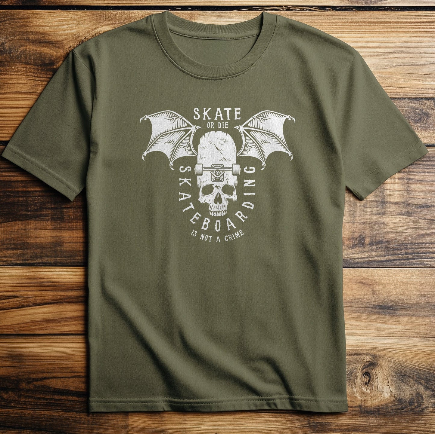 Skate or Die Skull Wings T-shirt -