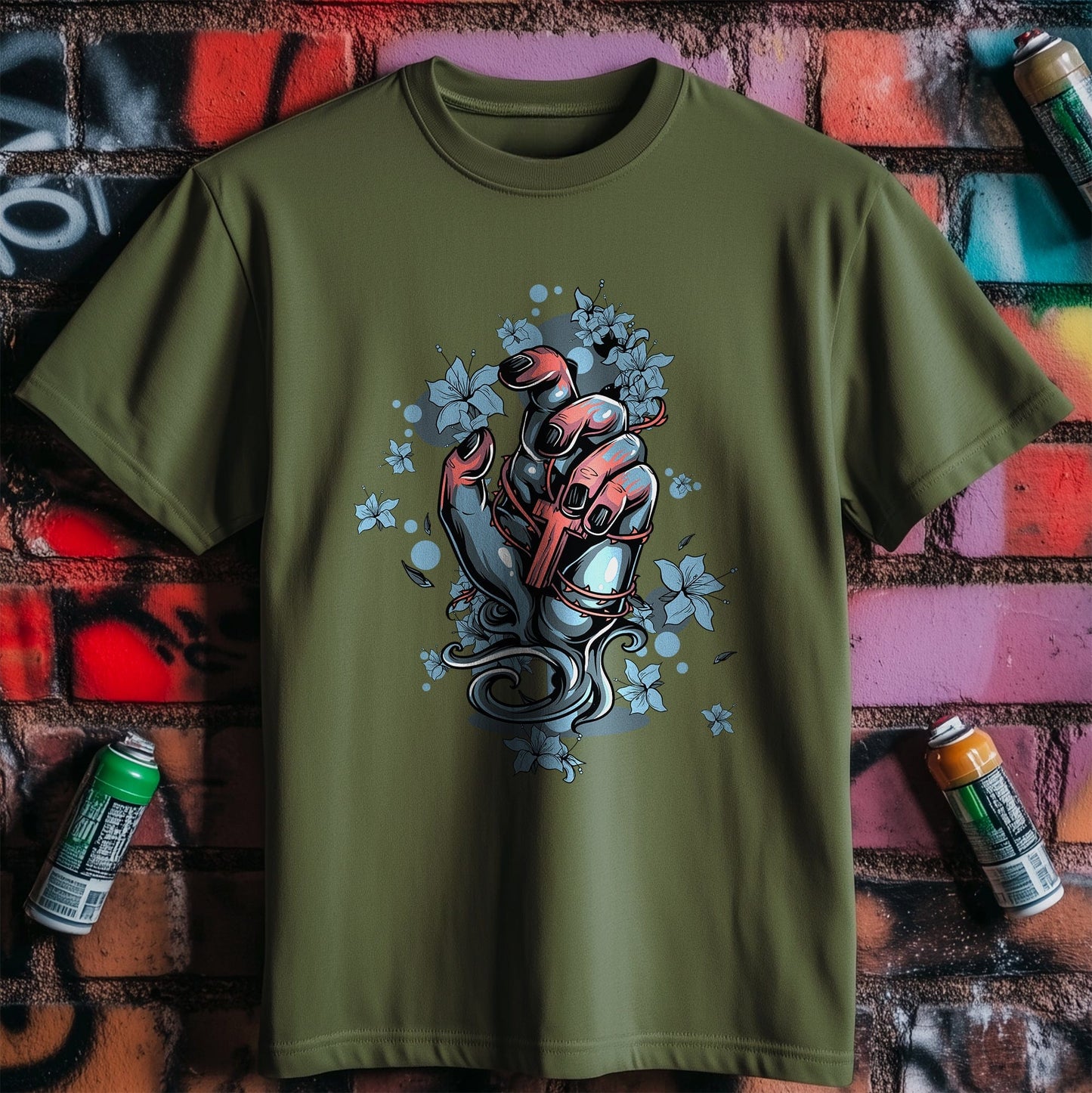 Cross In Hands T-Shirt - Blooming