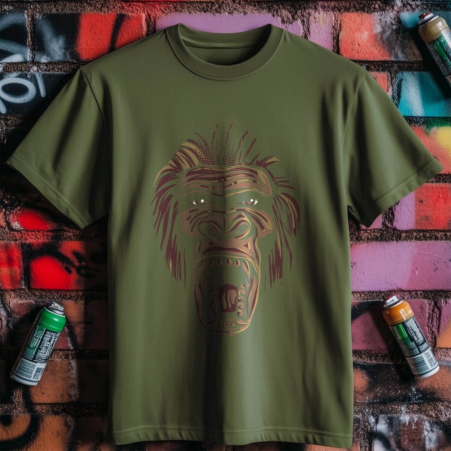 Detailed Gorilla Head T-Shirt